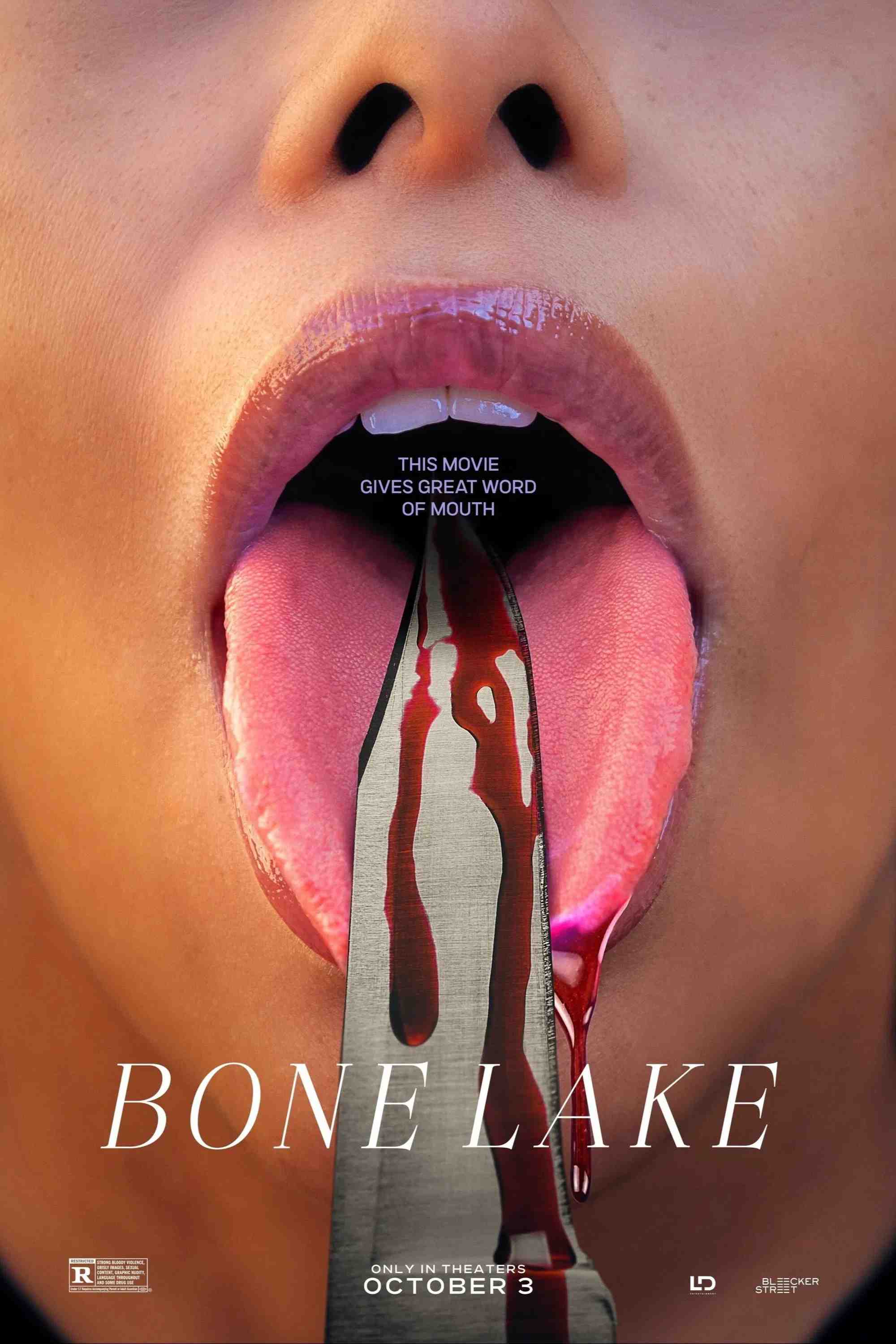 Poster chính thức của phim Phim Kinh Dị, Phim Giật Gân "Hồ Hài Cốt" (Bone Lake - 2025), với sự tham gia của diễn viên Maddie Hasson và Alex Roe.