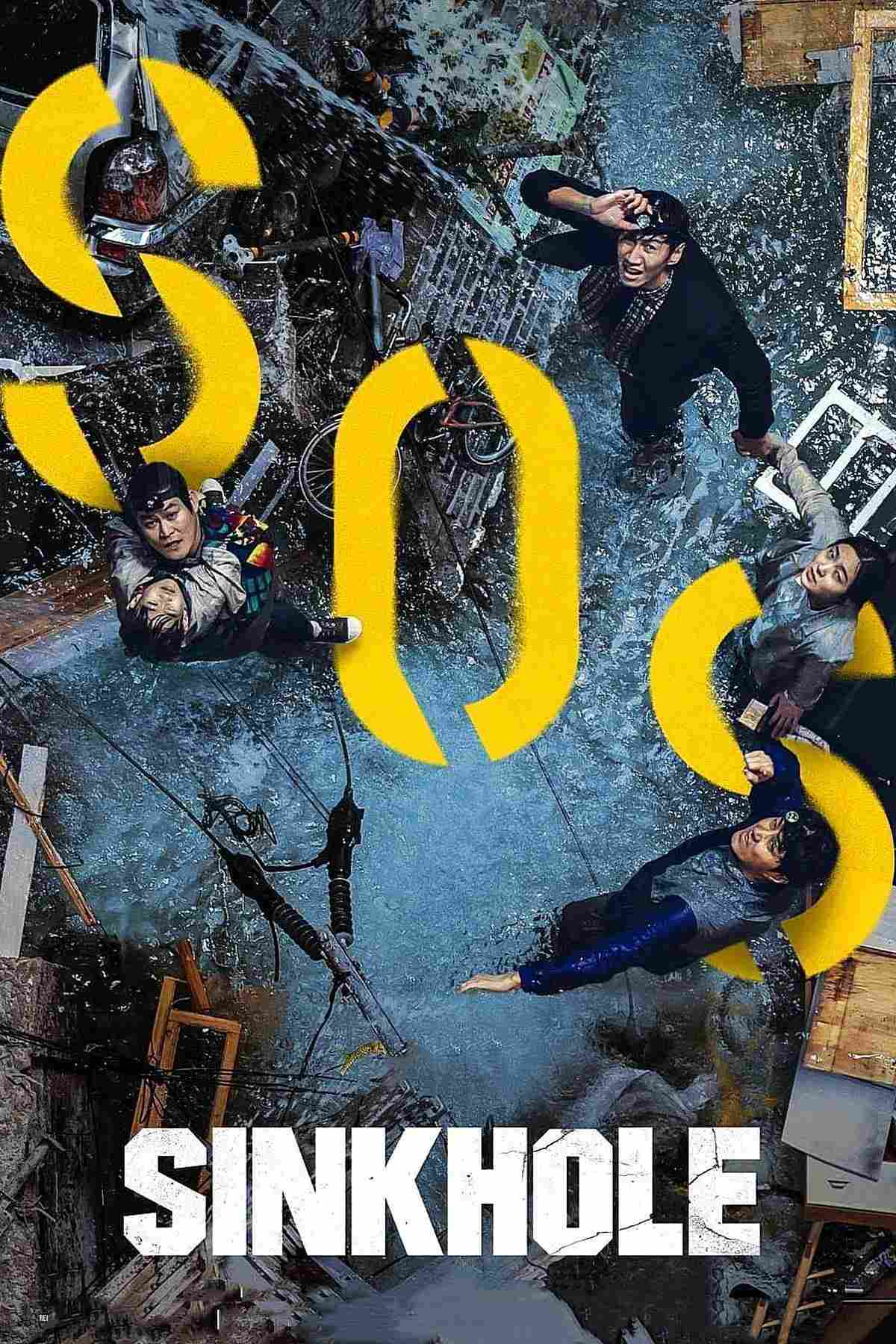 Poster chính thức của phim Phim Hài, Phim Tâm Lý "Hố Sụt" (Sinkhole - 2021), với sự tham gia của diễn viên Cha Seung-won và Kim Sung-kyun.
