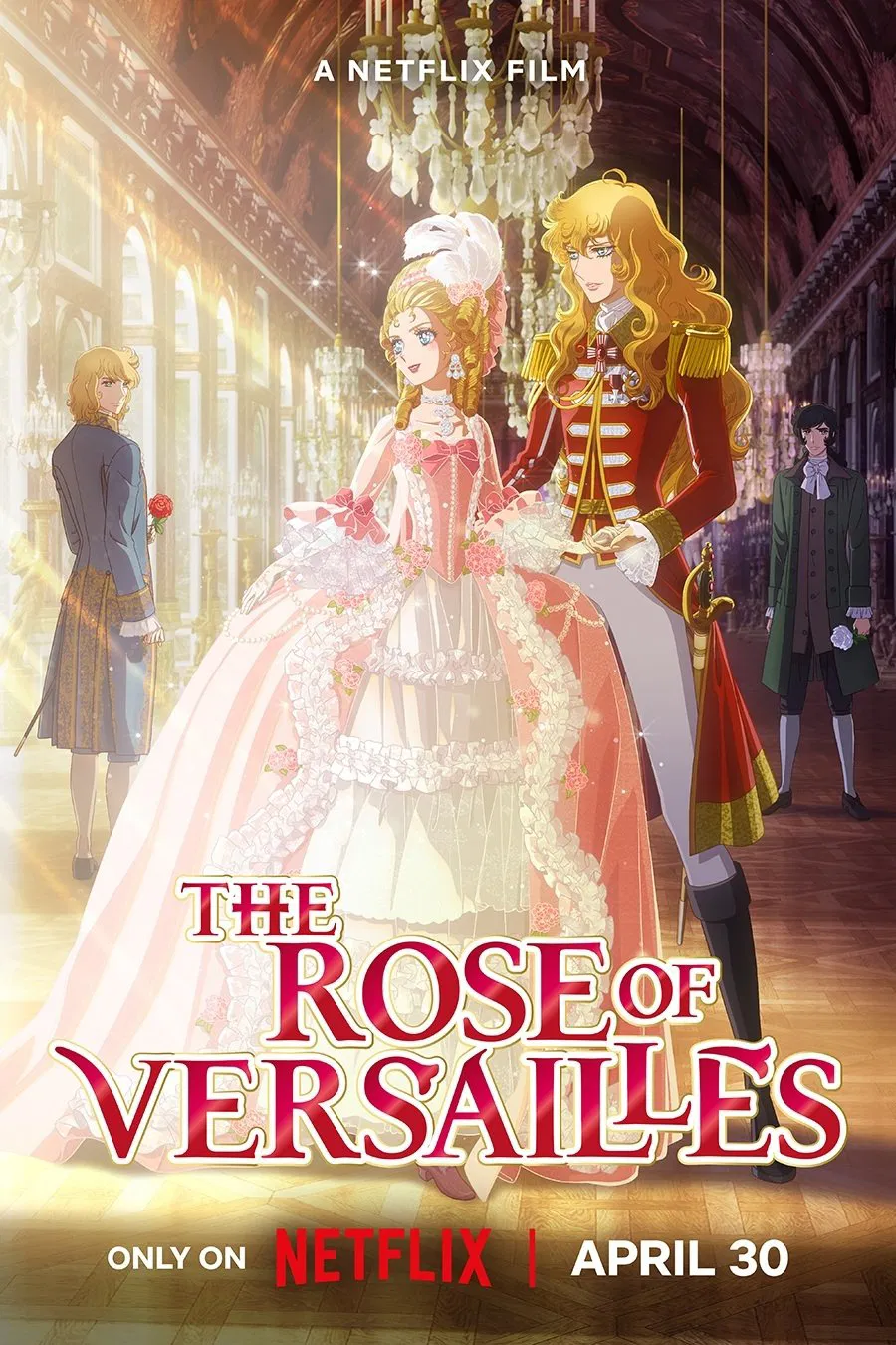 Poster chính thức của phim Phim Hoạt Hình, Phim Tình Cảm "Hoa Hồng Versailles" (The Rose of Versailles - 2025), với sự tham gia của diễn viên Miyuki Sawashiro và Aya Hirano.
