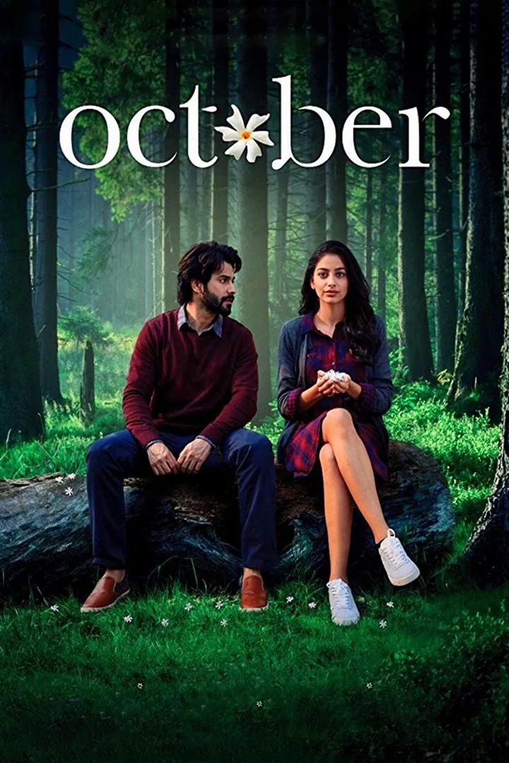 Poster chính thức của phim Phim Tâm Lý, Phim Tình Cảm "Hoa Lý Dạ Hương Tháng 10" (October - 2018), với sự tham gia của diễn viên Varun Dhawan và Banita Sandhu.
