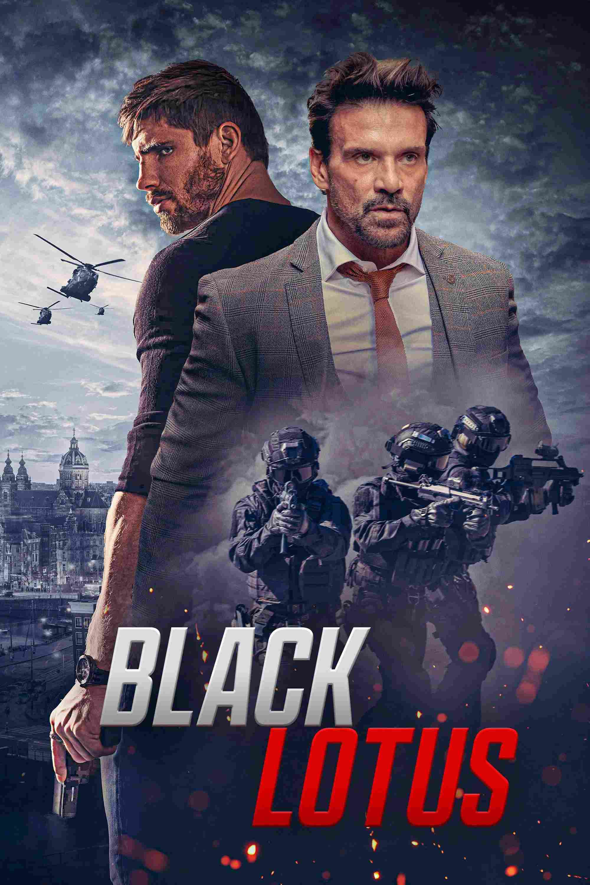 Poster chính thức của phim Phim Hành Động, Phim Hình Sự "Hoa Sen Đen" (Black Lotus - 2023), với sự tham gia của diễn viên Rico Verhoeven và Frank Grillo.