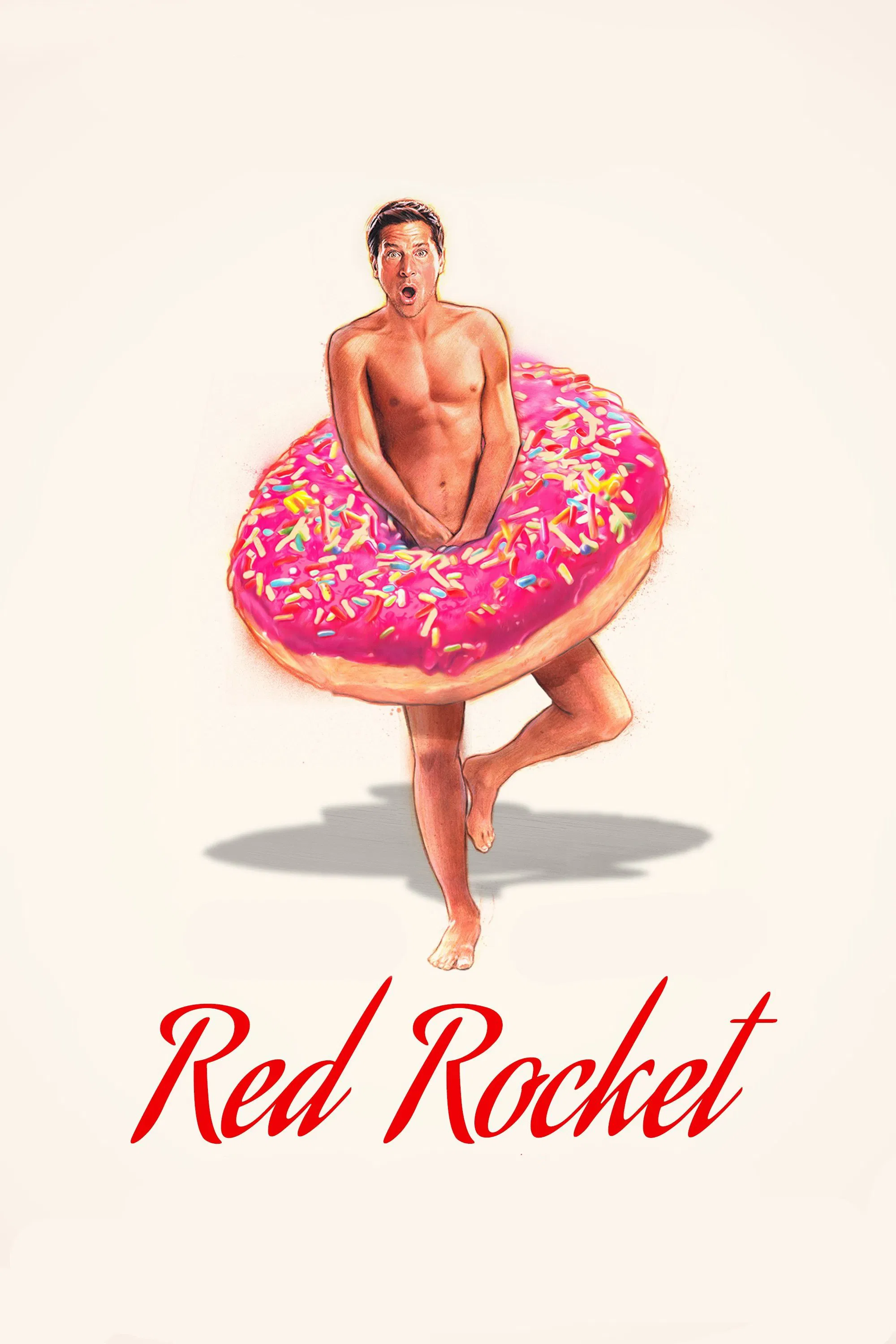Poster chính thức của phim Phim Tâm Lý, Phim Hài "Hỏa tiễn đỏ" (Red Rocket - 2021), với sự tham gia của diễn viên Simon Rex và Suzanna Son.