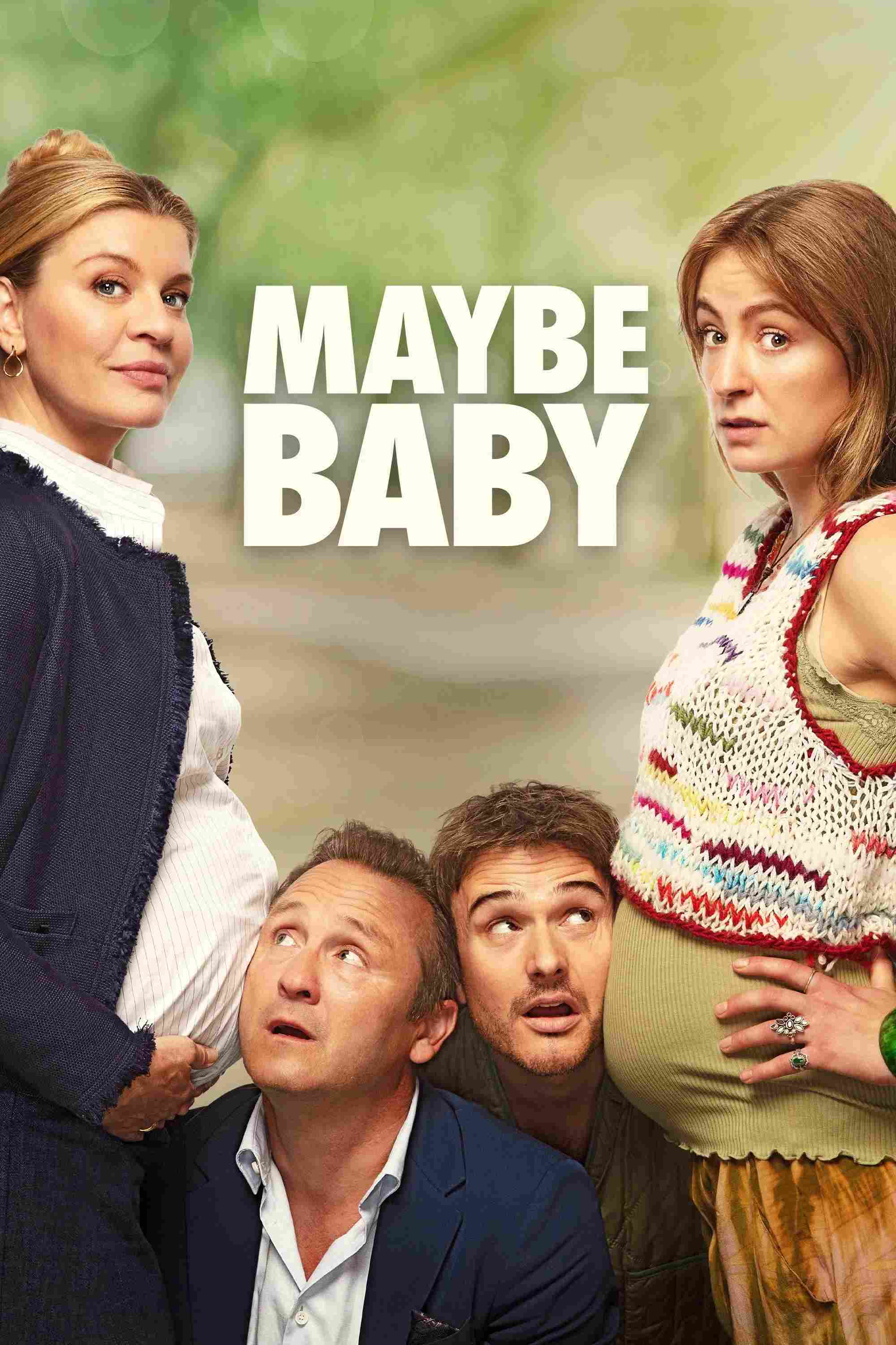 Poster chính thức của phim Phim Hài "Hoán Đổi Bé Bi" (Maybe Baby - 2023), với sự tham gia của diễn viên Mille Dinesen và Lars Ranthe.