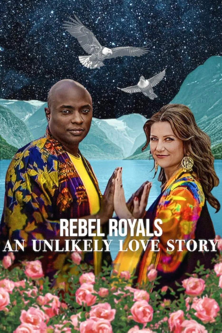 Poster chính thức của phim Phim Tài Liệu "Hoàng Tộc Nổi Loạn: Câu Chuyện Tình Khó Tin" (Rebel Royals: An Unlikely Love Story - 2025), với sự tham gia của diễn viên Märtha Louise và Lars Berteig Andersen.