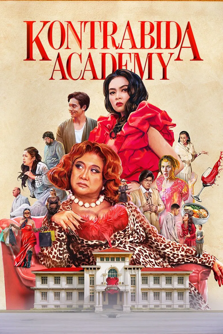 Poster chính thức của phim Phim Hài, Phim Giả Tượng "Học Viện Ác Nhân" (Kontrabida Academy - 2025), với sự tham gia của diễn viên Eugene Domingo và Barbie Forteza.