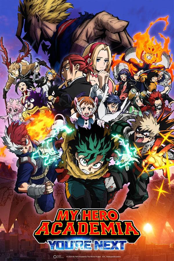 Poster chính thức của phim Phim Hoạt Hình, Phim Hành Động "Học Viện Anh Hùng: You're Next" (My Hero Academia: You're Next - 2024), với sự tham gia của diễn viên Daiki Yamashita và Meru Nukumi.