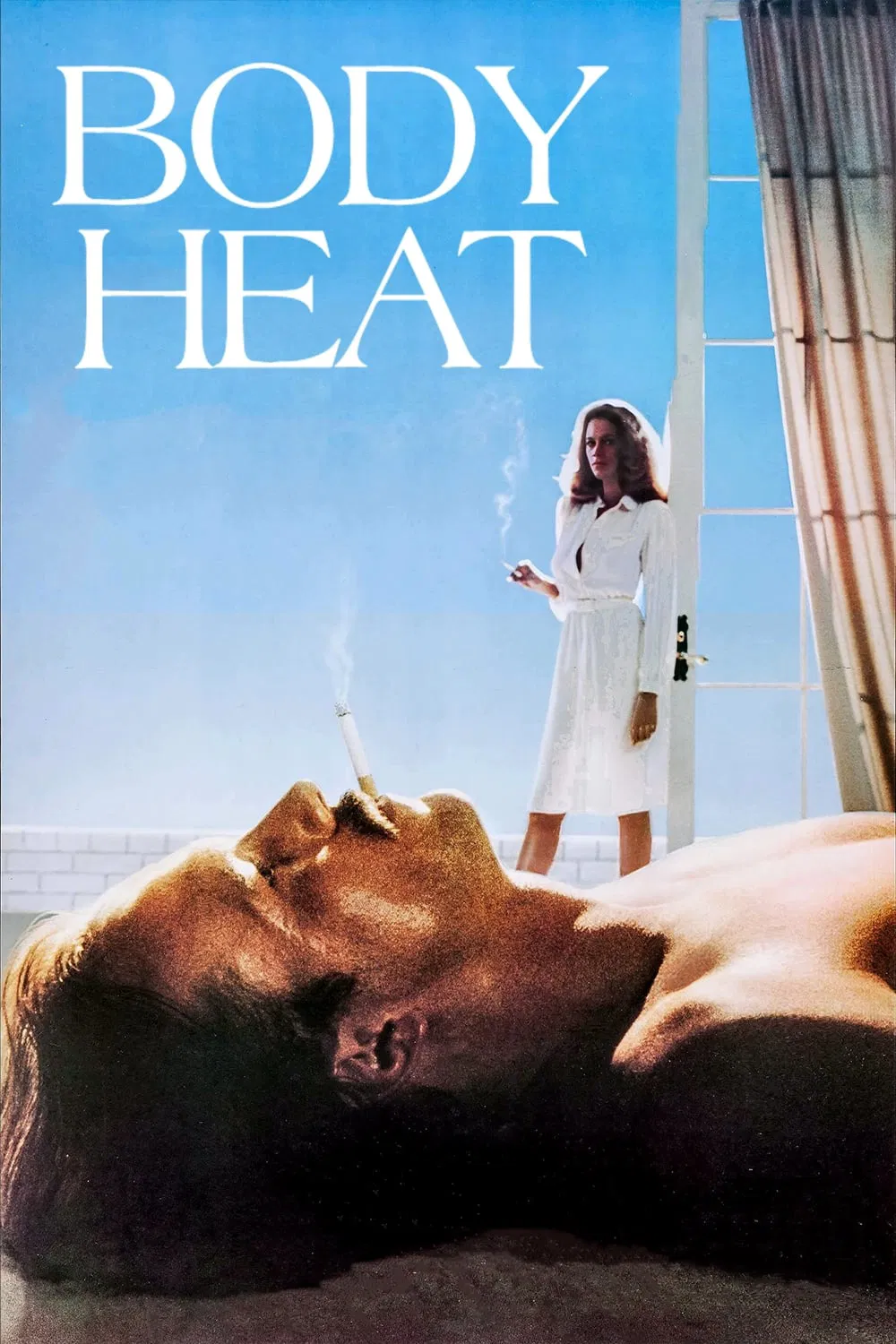 Poster chính thức của phim Phim Giật Gân, Phim Hình Sự "Hơi Ấm Cơ Thể" (Body Heat - 1981), với sự tham gia của diễn viên William Hurt và Kathleen Turner.