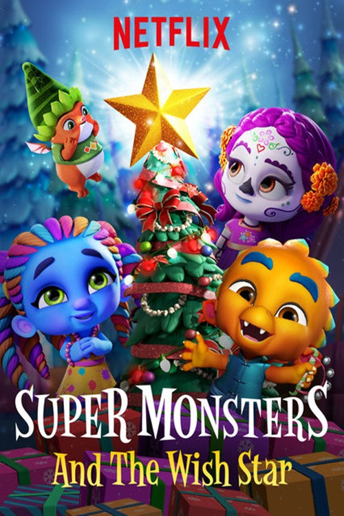 Poster chính thức của phim Phim Hài, Phim Gia Đình "Hội quái siêu cấp và Ngôi sao ước" (Super Monsters and the Wish Star - 2018), với sự tham gia của diễn viên Vincent Tong và Erin Mathews.