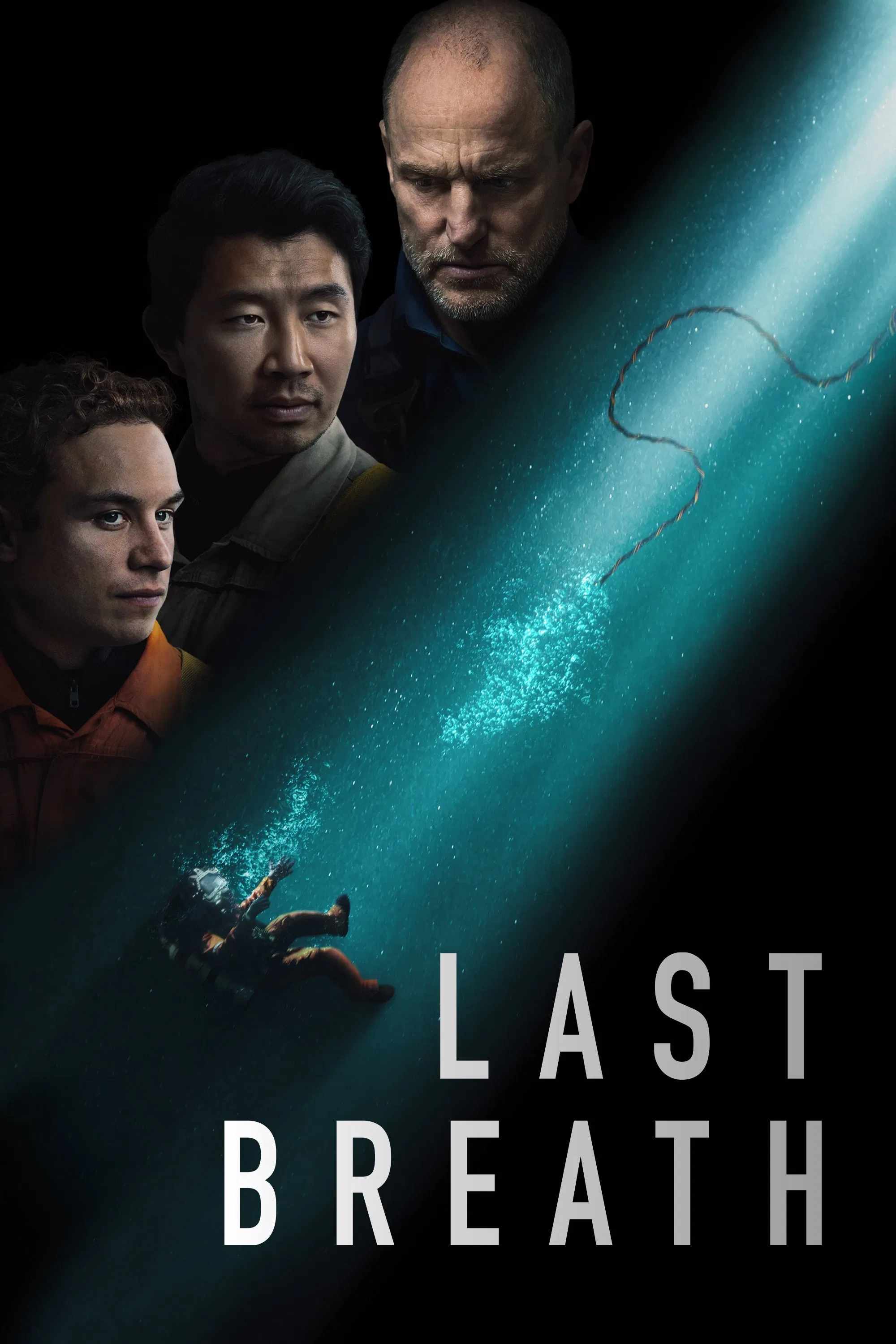 Poster chính thức của phim Phim Giật Gân, Phim Tâm Lý "Hơi Thở Cuối Cùng" (Last Breath - 2025), với sự tham gia của diễn viên Woody Harrelson và Simu Liu.