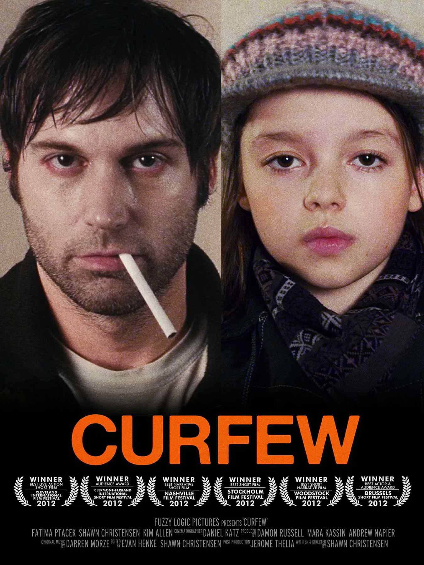 Poster chính thức của phim Phim Tâm Lý "Hồi Trống Thu Không" (Curfew - 2012), với sự tham gia của diễn viên Fatima Ptacek và Shawn Christensen.