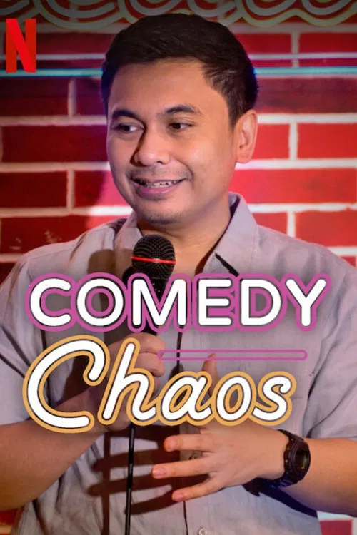 Poster chính thức của phim Phim Hài "Hỗn loạn sân khấu hài" (Comedy Chaos - 2024), với sự tham gia của diễn viên Raditya Dika và Susan Sameh.