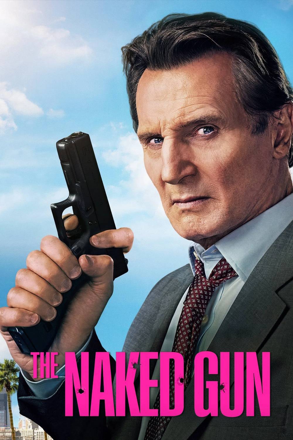 Poster chính thức của phim Phim Hài, Phim Hành Động "Họng Súng Vô Hình" (The Naked Gun - 2025), với sự tham gia của diễn viên Liam Neeson và Pamela Anderson.
