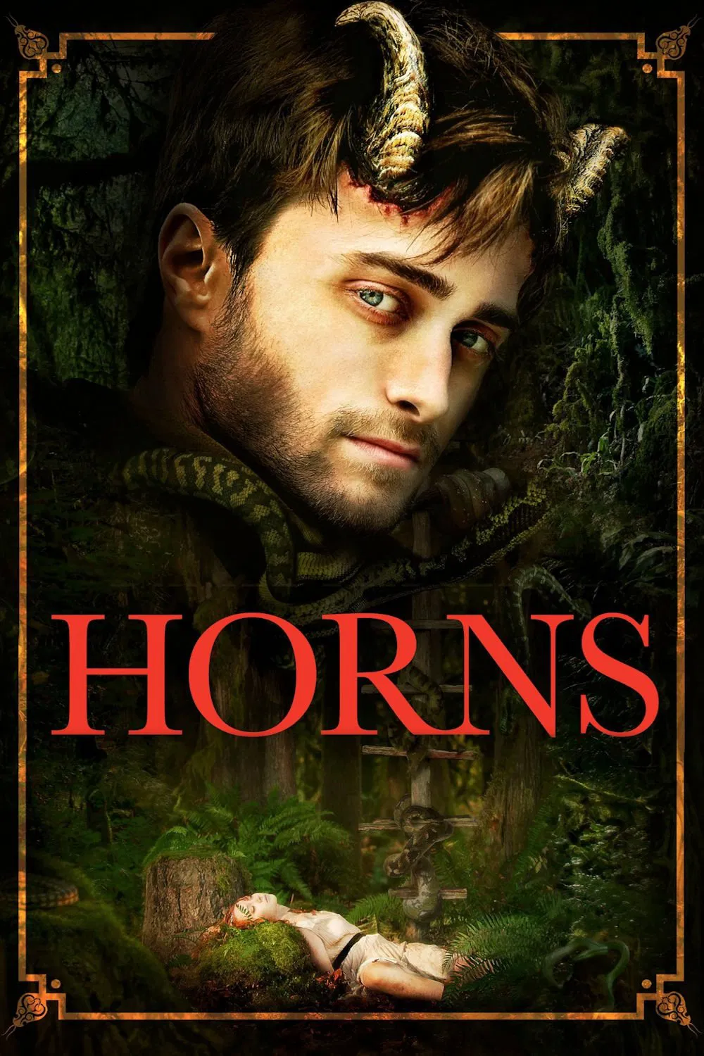 Poster chính thức của phim Phim Tâm Lý, Phim Giả Tượng "Horns" (Horns - 2013), với sự tham gia của diễn viên Daniel Radcliffe và Juno Temple.