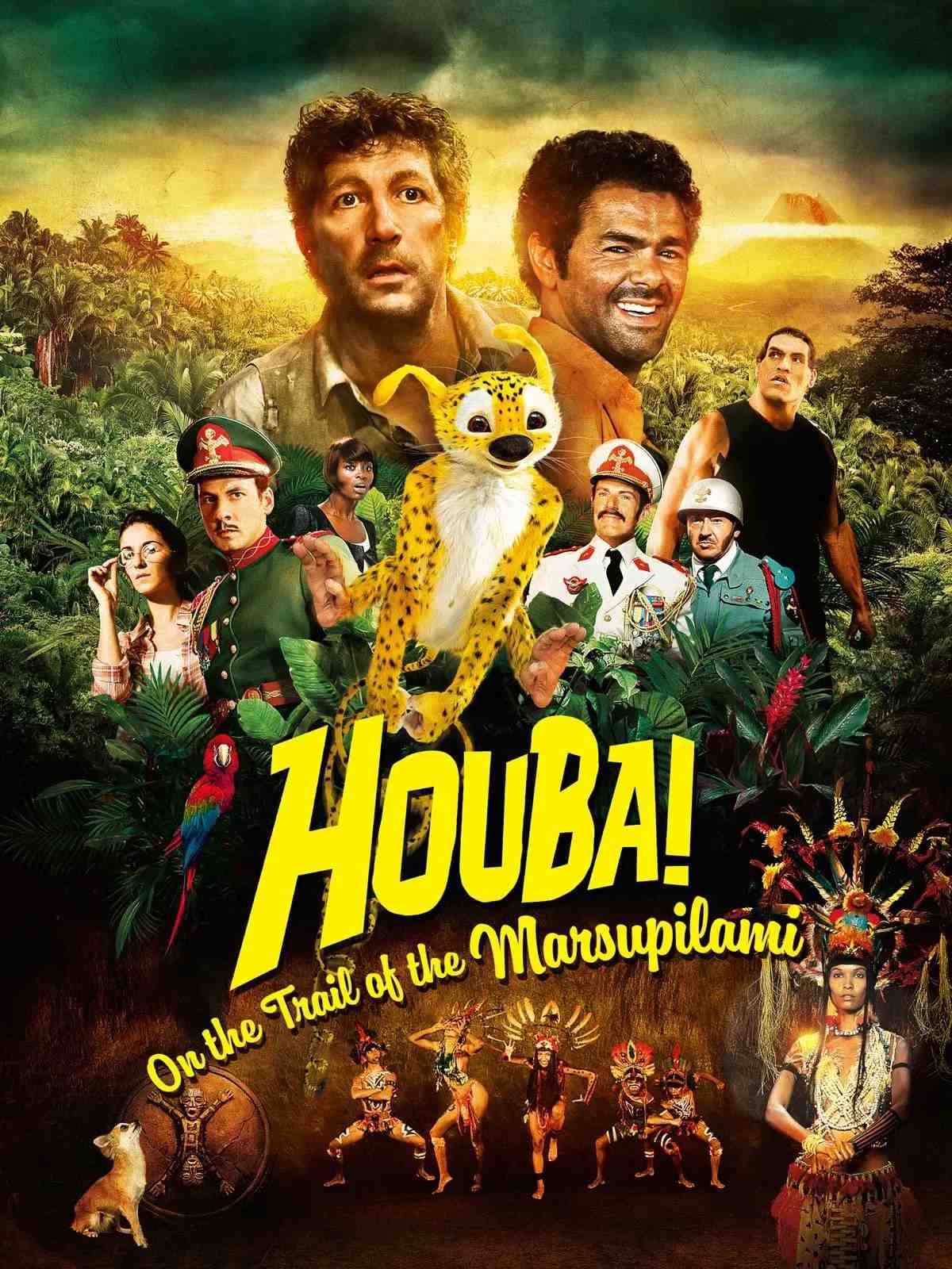 Poster chính thức của phim Phim Gia Đình, Phim Phiêu Lưu "HOUBA! On the Trail of the Marsupilami" (HOUBA! On the Trail of the Marsupilami - 2012), với sự tham gia của diễn viên Alain Chabat và Jamel Debbouze.