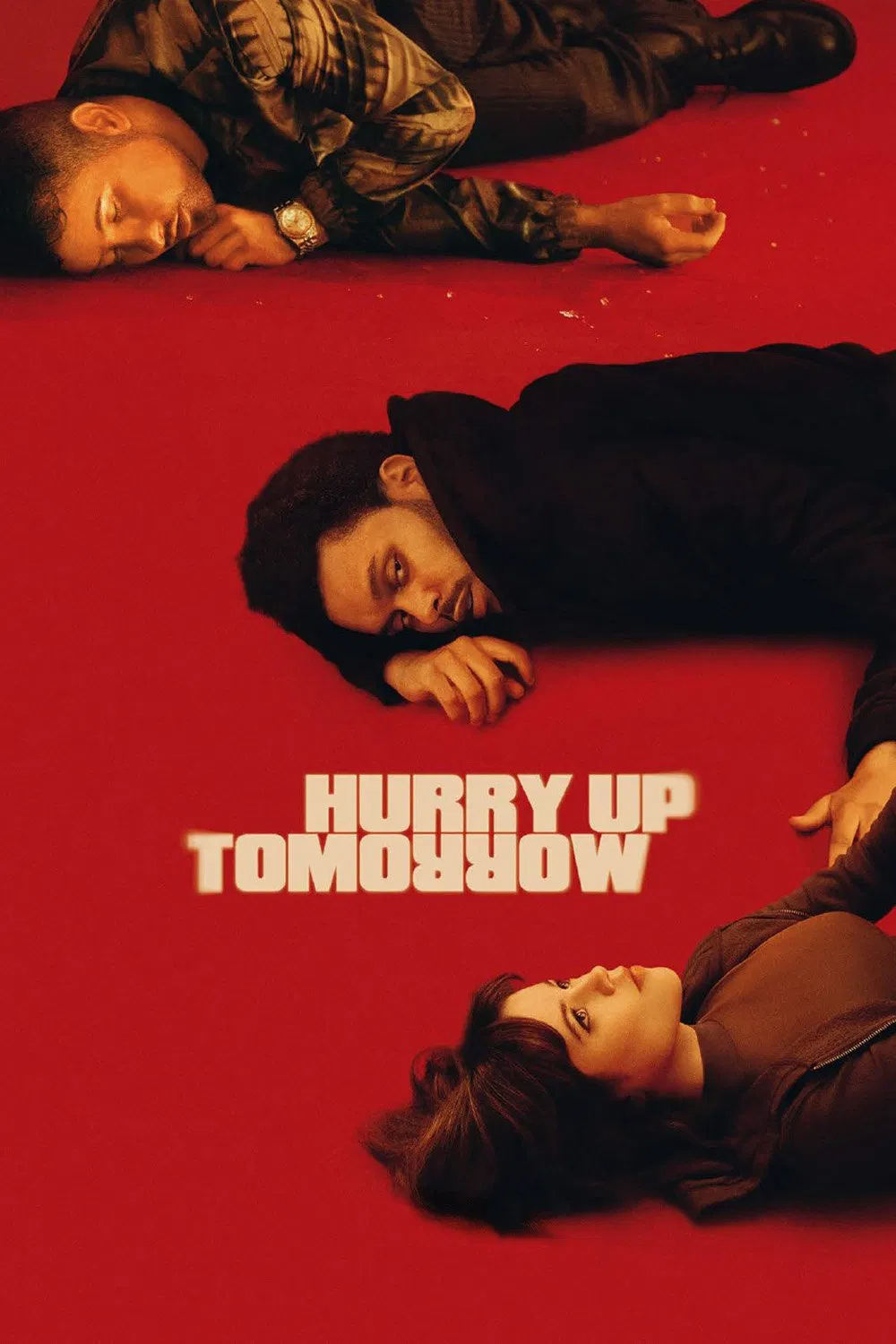 Poster chính thức của phim Phim Ca Nhạc, Phim Giật Gân "Nhanh Lên Ngày Mai Ơi" (Hurry Up Tomorrow - 2025), với sự tham gia của diễn viên The Weeknd và Jenna Ortega.