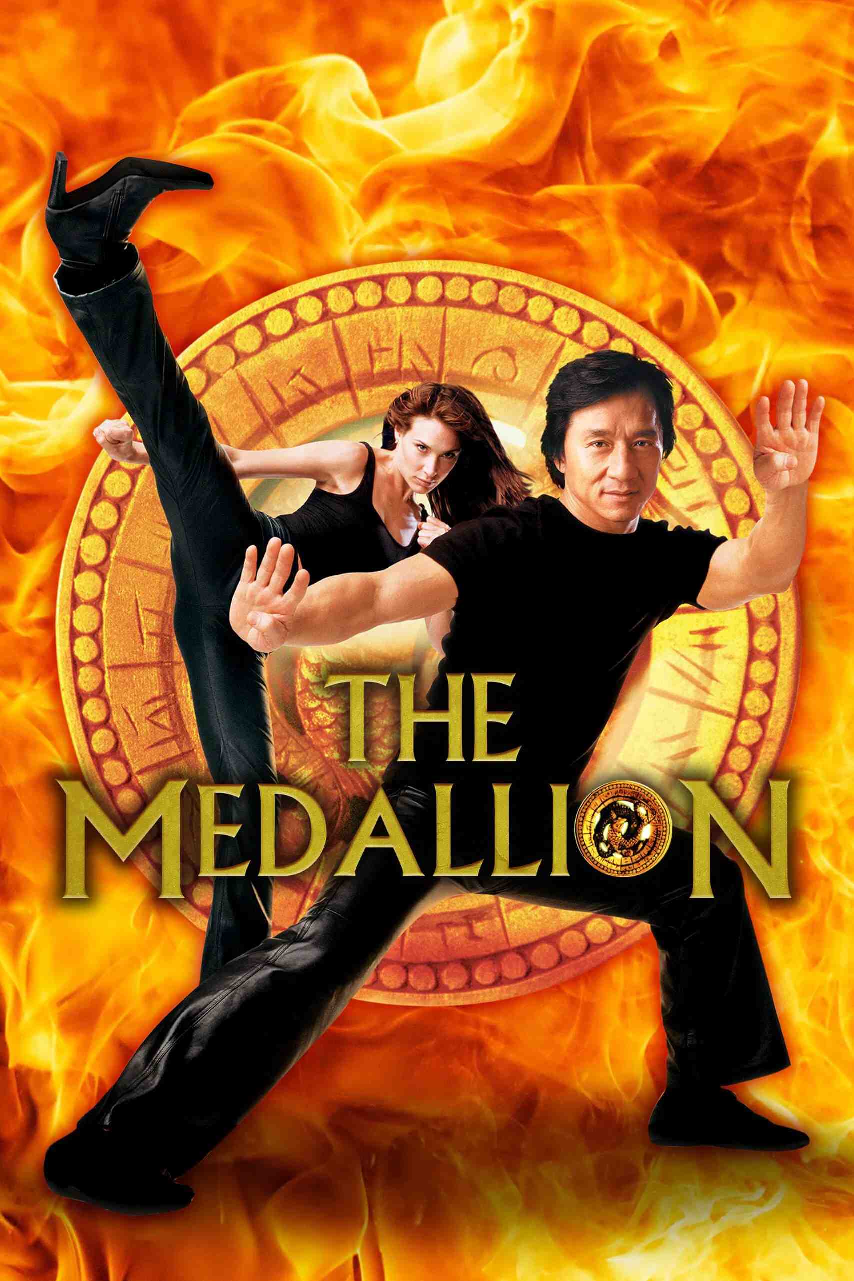 Poster chính thức của phim Phim Giật Gân, Phim Giả Tượng "Huy Hiệu Rồng" (The Medallion - 2003), với sự tham gia của diễn viên Thành Long và Lee Evans.