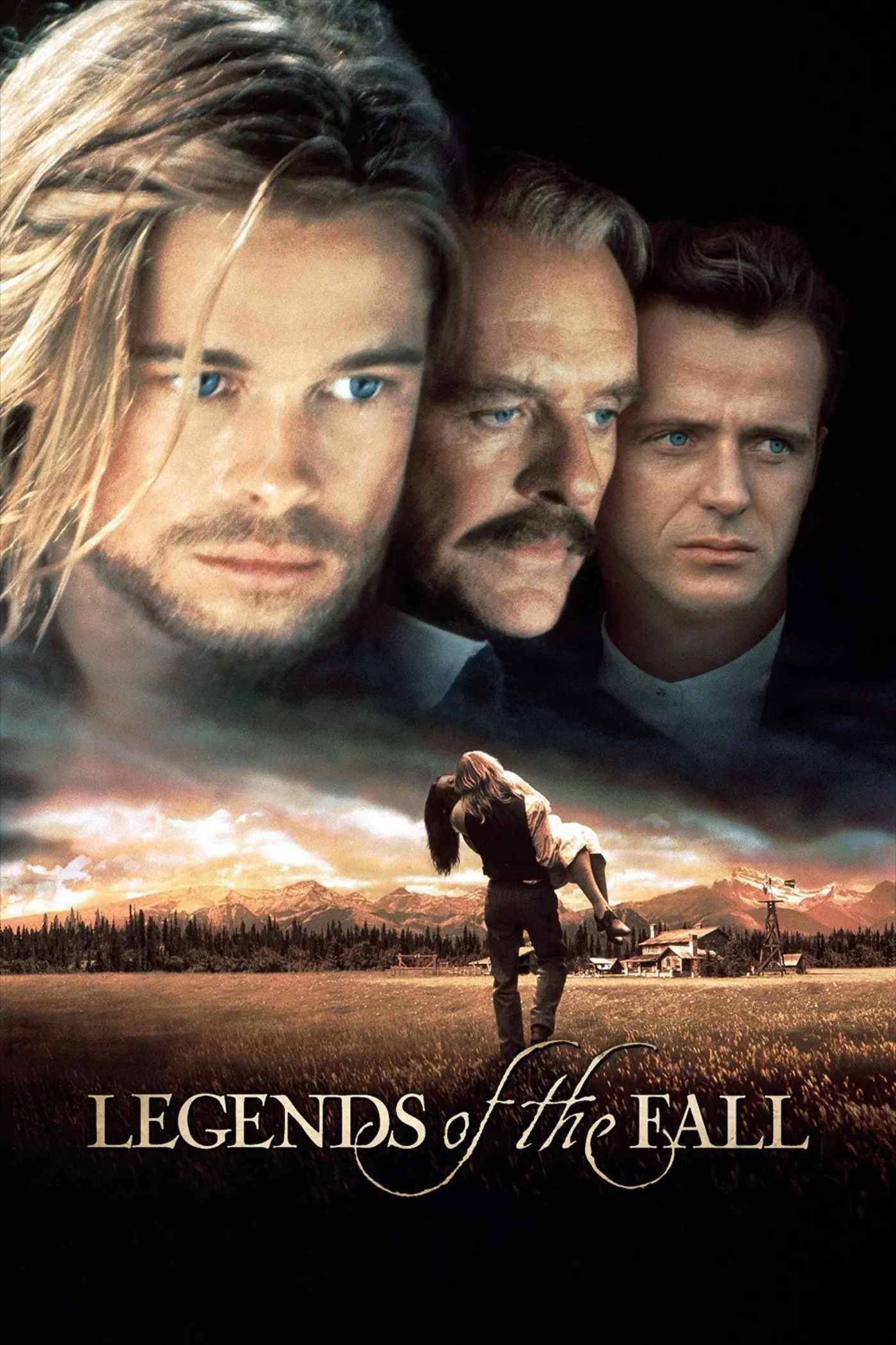 Poster chính thức của phim Phim Tâm Lý, Phim Miền Tây "Huyền Thoại Mùa Thu" (Legends of the Fall - 1994), với sự tham gia của diễn viên Brad Pitt và Anthony Hopkins.