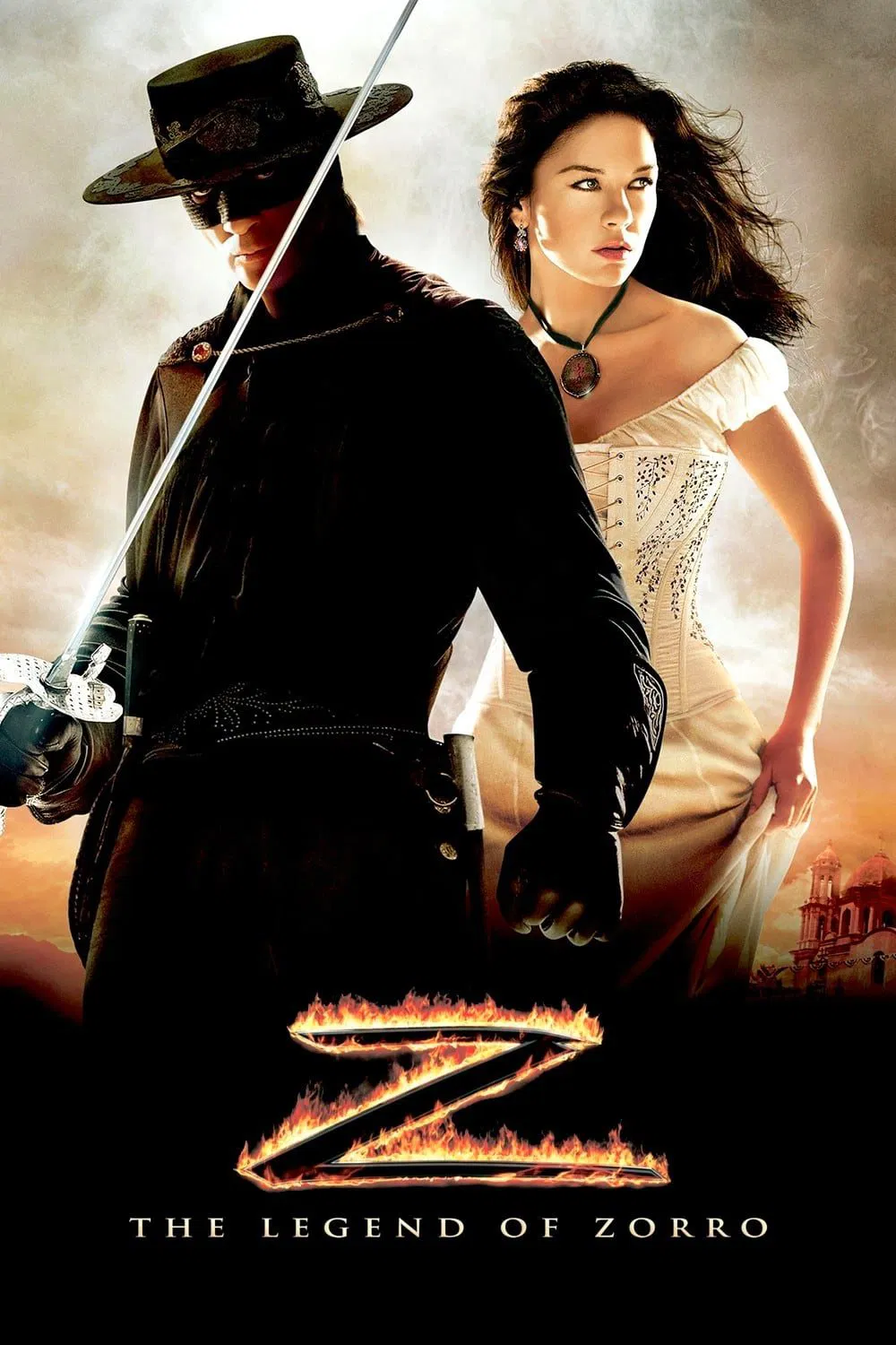 Poster chính thức của phim Phim Hành Động, Phim Phiêu Lưu "Huyền Thoại Zorro" (The Legend of Zorro - 2005), với sự tham gia của diễn viên Antonio Banderas và Catherine Zeta-Jones.
