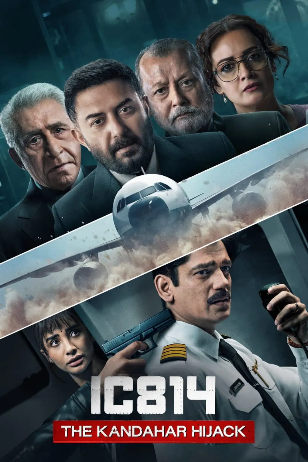 Poster chính thức của phim Phim Tâm Lý, Phim Chiến Tranh & Chính Trị "IC 814: Không tặc Kandahar" (IC 814: The Kandahar Hijack - 2024), với sự tham gia của diễn viên Vijay Varma và Naseeruddin Shah.