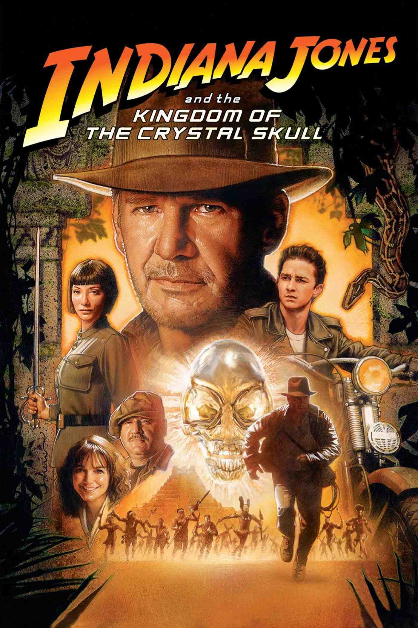 Poster chính thức của phim Phim Phiêu Lưu, Phim Hành Động "Indiana Jones và Vương Quốc Sọ Người" (Indiana Jones and the Kingdom of the Crystal Skull - 2008), với sự tham gia của diễn viên Harrison Ford và Cate Blanchett.