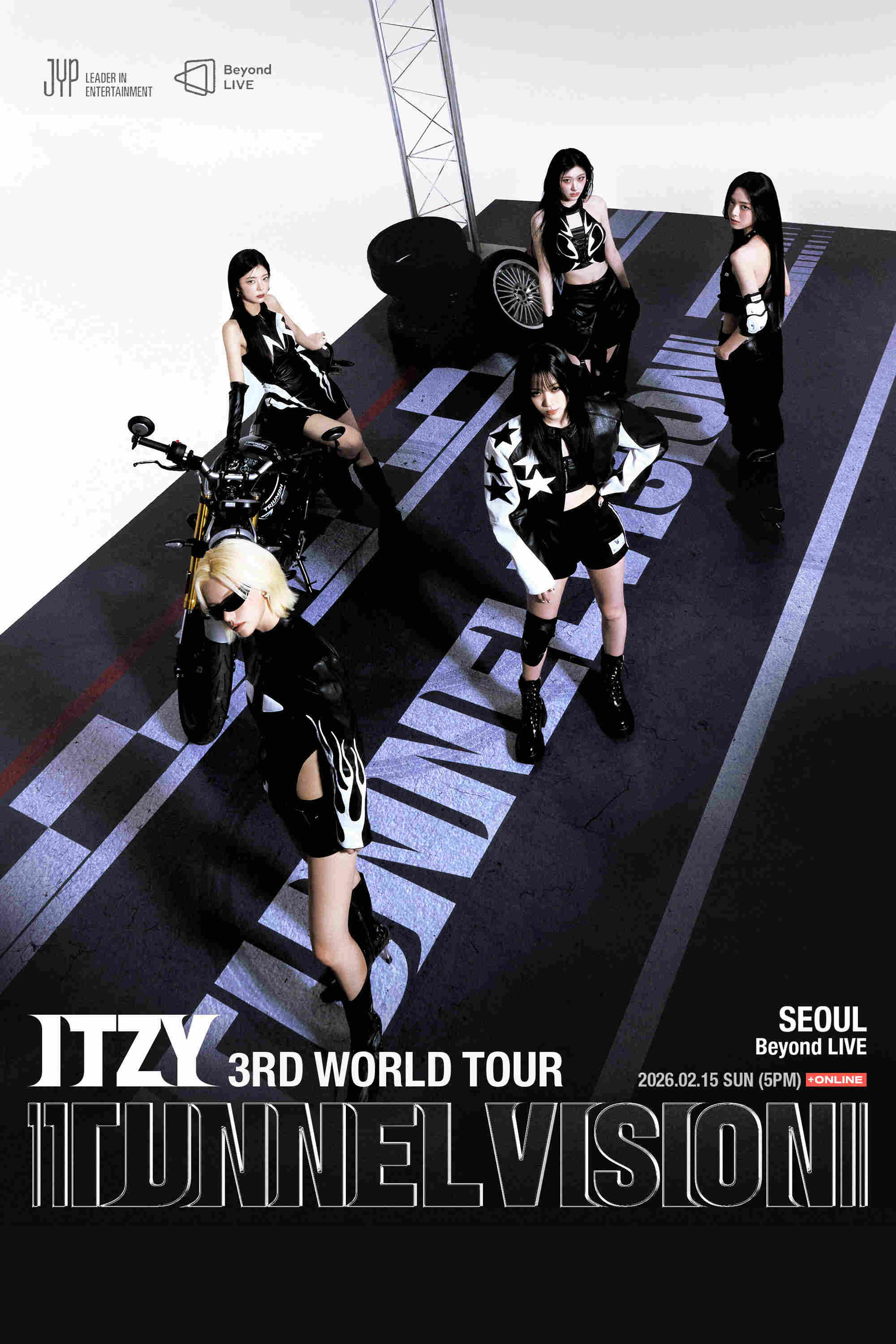 Poster chính thức của phim Phim Ca Nhạc "ITZY 3rd World Tour Tunnel Vision in Seoul" (ITZY 3rd World Tour Tunnel Vision in Seoul - 2026), với sự tham gia của diễn viên Yuna và Ryujin.