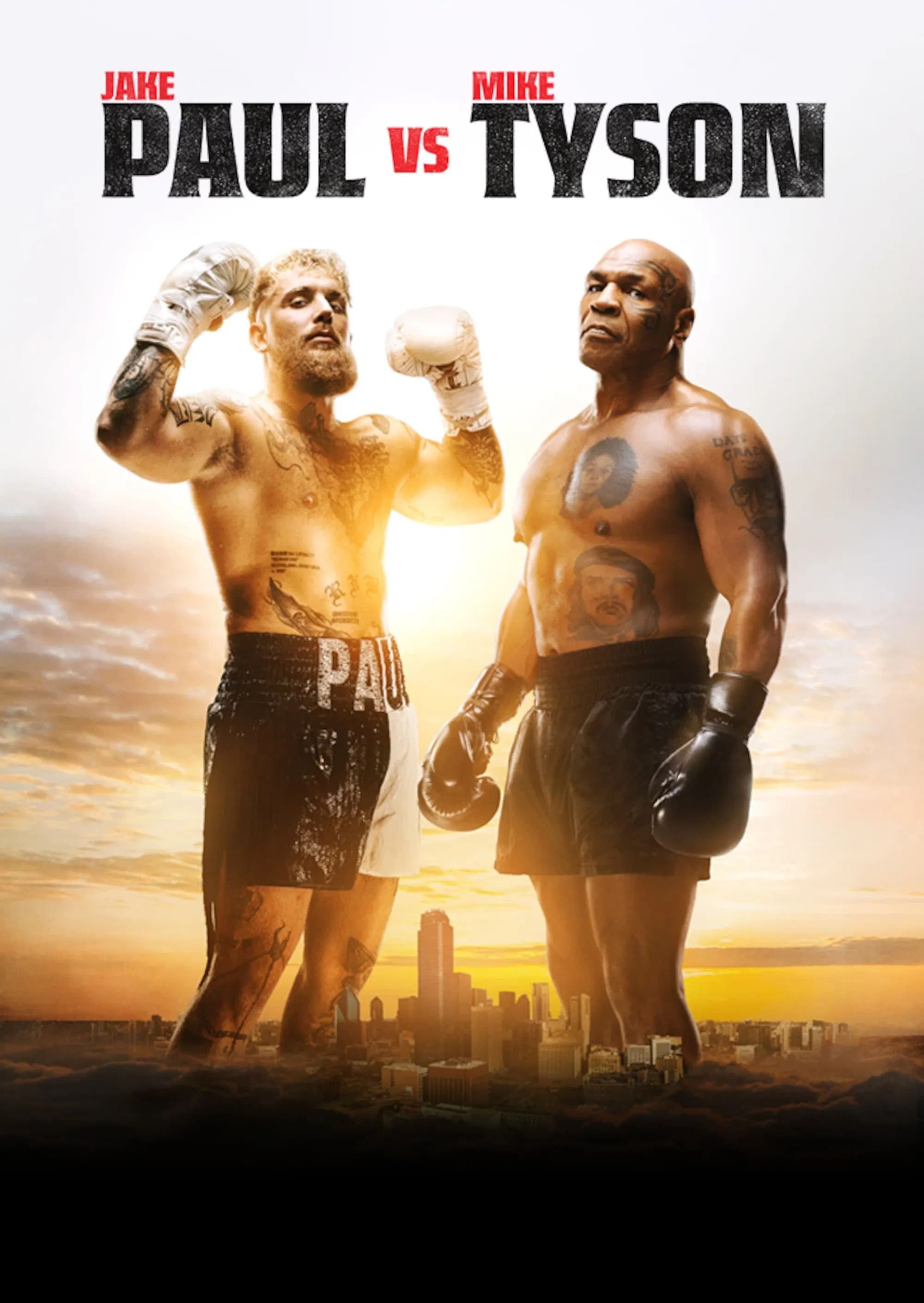 Poster chính thức của phim Phim Hành Động "Jake Paul vs. Mike Tyson" (Jake Paul vs. Mike Tyson - 2024), với sự tham gia của diễn viên Jake Paul và Mike Tyson.