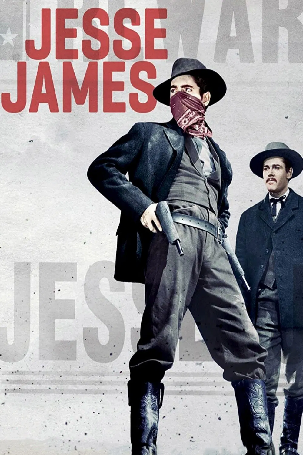 Poster chính thức của phim Phim Miền Tây "Jesse James" (Jesse James - 1939), với sự tham gia của diễn viên Tyrone Power và Henry Fonda.