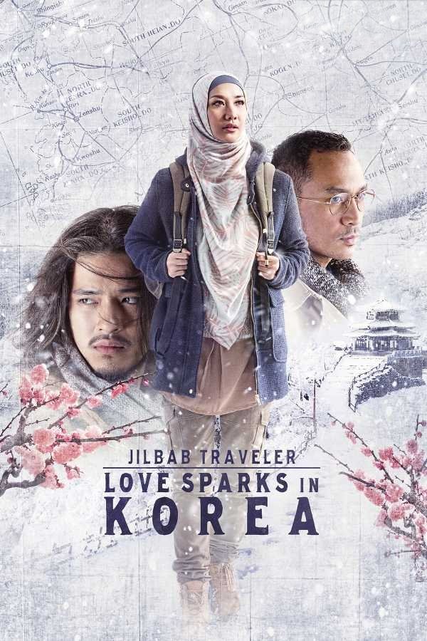 Poster chính thức của phim Phim Tâm Lý, Phim Tình Cảm "Jilbab Traveller: Tình yêu nảy nở xứ Hàn" (Jilbab Traveler: Love Sparks in Korea - 2016), với sự tham gia của diễn viên Bunga Citra Lestari và Morgan Oey.