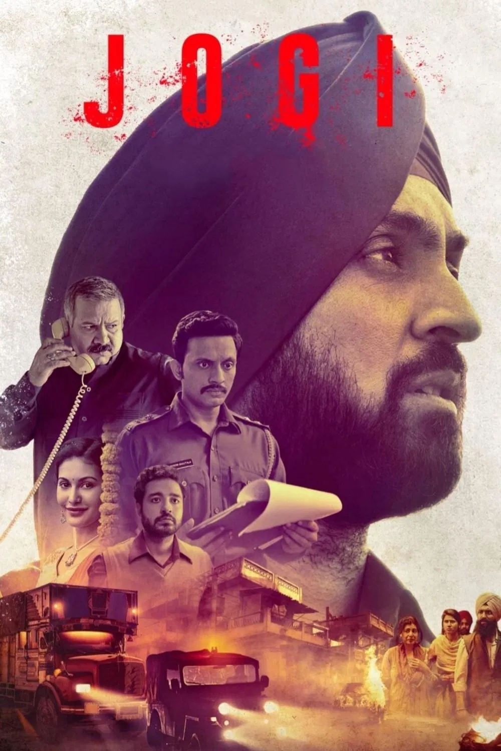 Poster chính thức của phim Phim Hình Sự, Phim Tâm Lý "Jogi" (Jogi - 2022), với sự tham gia của diễn viên Diljit Dosanjh và Kumud Mishra.