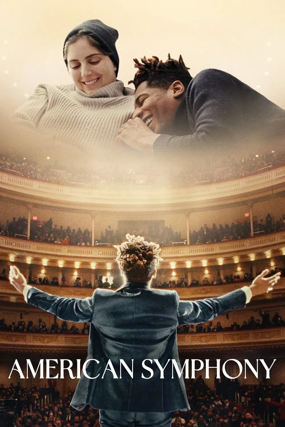 Poster chính thức của phim Phim Tài Liệu, Phim Ca Nhạc "Jon Batiste: Bản giao hưởng Hoa Kỳ" (American Symphony - 2023), với sự tham gia của diễn viên Jon Batiste và Suleika Jaouad.