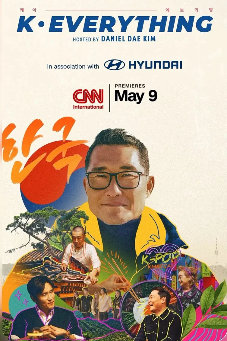 Poster chính thức của phim Phim Tài Liệu "K-Everything: A CNN Original Series" (K-Everything: A CNN Original Series - 2026), với sự tham gia của diễn viên Daniel Dae Kim.
