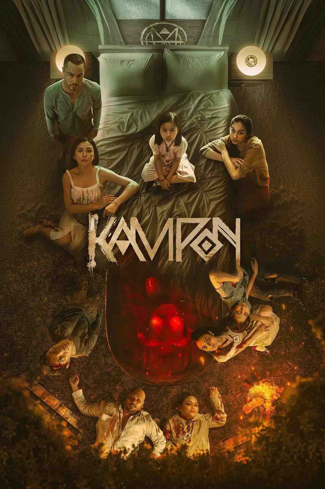Poster chính thức của phim Phim Kinh Dị, Phim Giật Gân "Kampon: Đứa Trẻ Bí Ẩn" (Kampon - 2023), với sự tham gia của diễn viên Derek Ramsay và Beauty Gonzalez.
