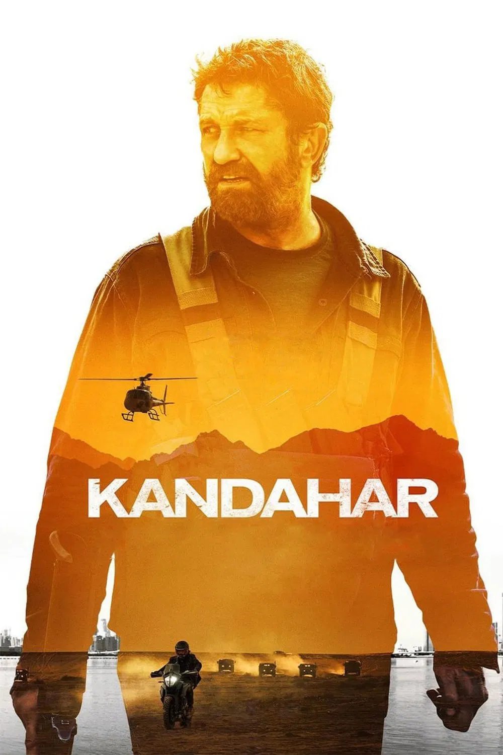 Poster chính thức của phim Phim Hành Động, Phim Giật Gân "Kandahar" (Kandahar - 2023), với sự tham gia của diễn viên Gerard Butler và Navid Negahban.