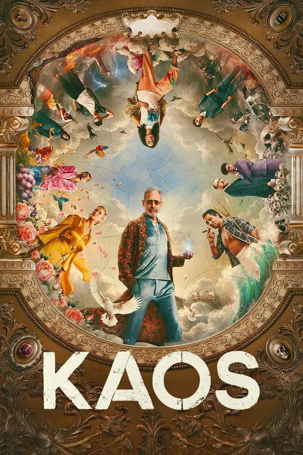 Poster chính thức của phim Phim Hài, Phim Viễn Tưởng & Giả Tưởng "KAOS" (KAOS - 2024), với sự tham gia của diễn viên Jeff Goldblum.