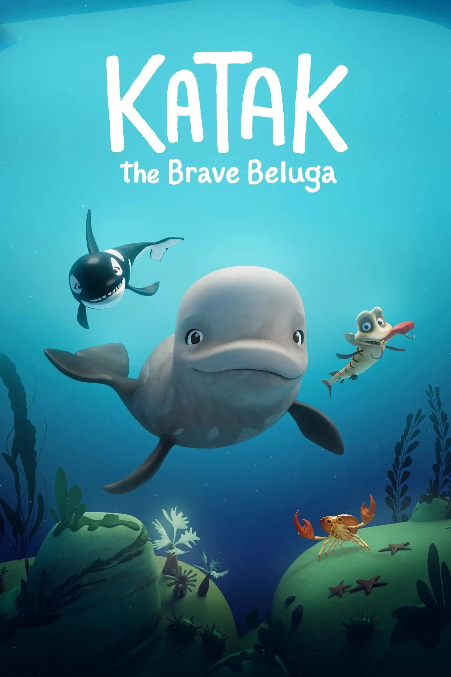 Poster chính thức của phim Phim Hoạt Hình, Phim Gia Đình "Katak Và Sứ Mệnh Chinh Phục Đại Dương" (Katak: The Brave Beluga - 2023), với sự tham gia của diễn viên Alexandre Bacon và Nancy Bernier.