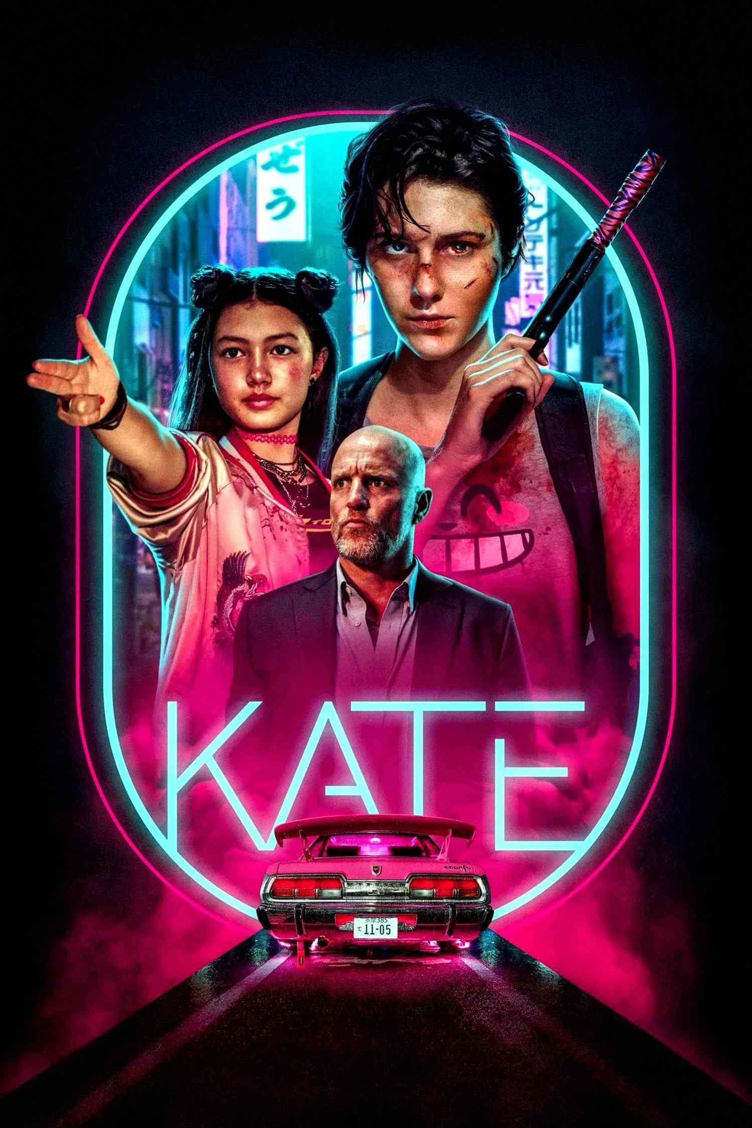 Poster chính thức của phim Phim Hành Động, Phim Giật Gân "Kate" (Kate - 2021), với sự tham gia của diễn viên Mary Elizabeth Winstead và Miku Martineau.