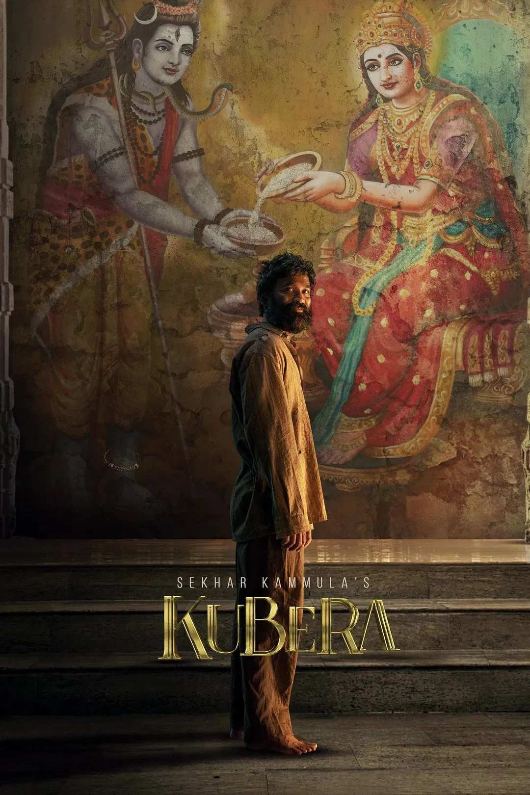 Poster chính thức của phim Phim Hình Sự, Phim Giật Gân "Kẻ Báo Thù Thầm Lặng" (Kuberaa - 2025), với sự tham gia của diễn viên Dhanush và Nagarjuna Akkineni.