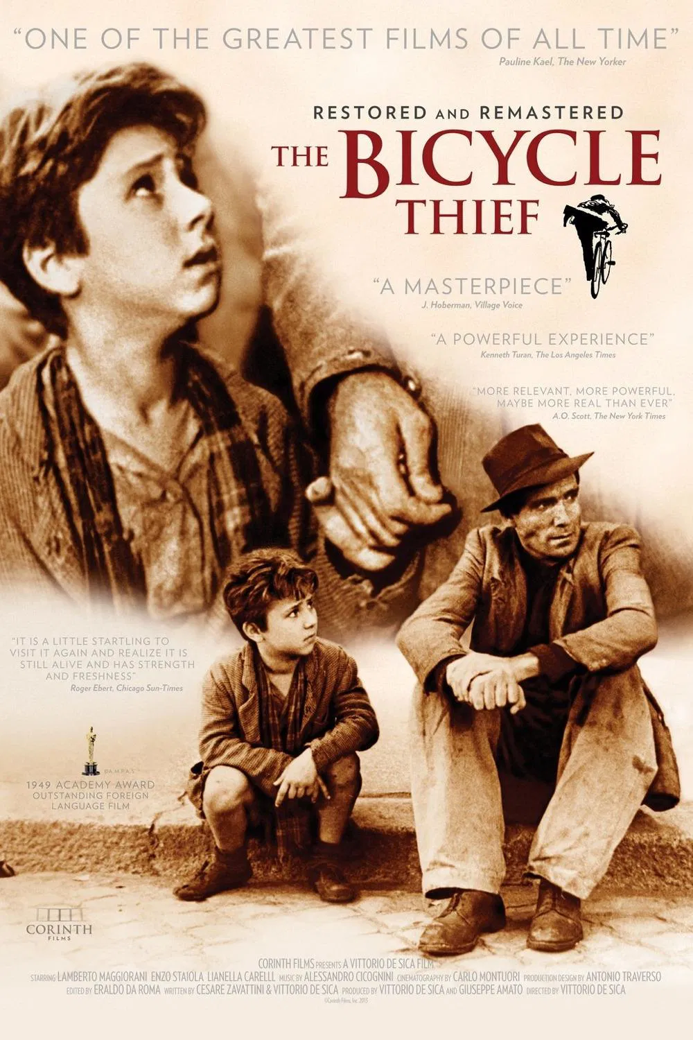 Poster chính thức của phim Phim Tâm Lý "Kẻ Cắp Xe Đạp" (Bicycle Thieves - 1948), với sự tham gia của diễn viên Lamberto Maggiorani và Enzo Staiola.