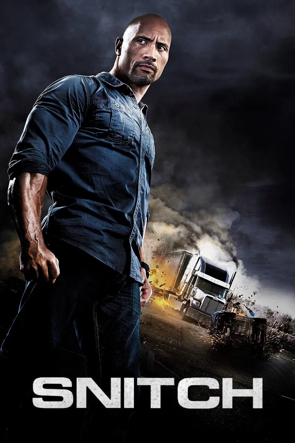 Poster chính thức của phim Phim Giật Gân, Phim Tâm Lý "Kẻ Chỉ Điểm" (Snitch - 2013), với sự tham gia của diễn viên Dwayne Johnson và Barry Pepper.