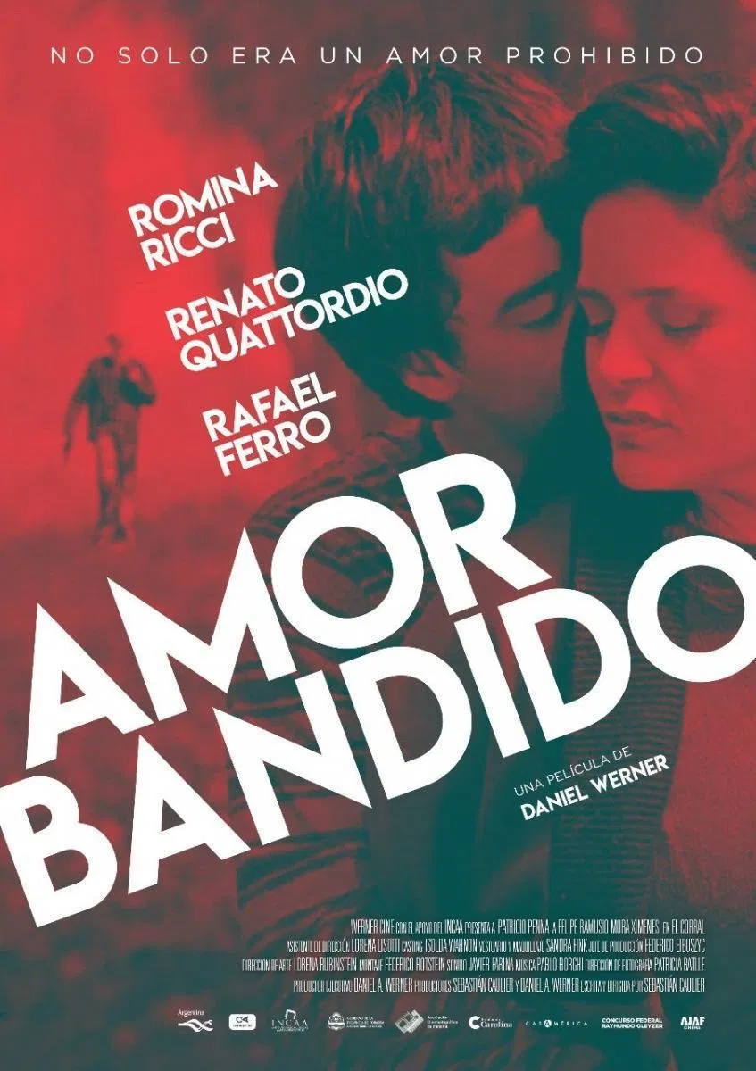 Poster chính thức của phim Phim Giật Gân, Phim Tình Cảm "Kẻ Cướp Tình Yêu" (Amor Bandido - 2021), với sự tham gia của diễn viên Renato Quattordio và Romina Ricci.