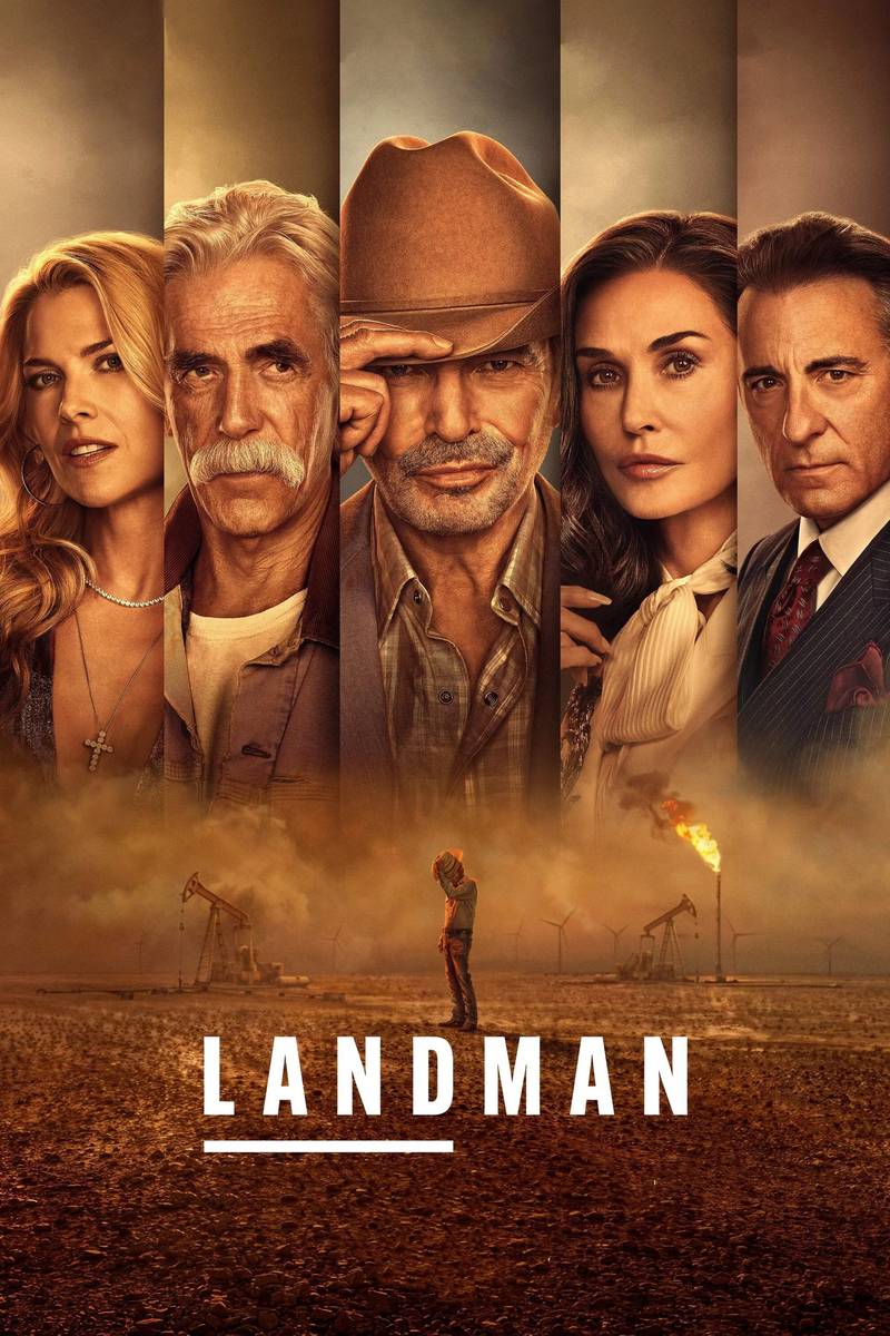 Poster chính thức của phim Phim Tâm Lý "Kẻ Đàm Phán" (Landman - 2024), với sự tham gia của diễn viên Billy Bob Thornton và Demi Moore.