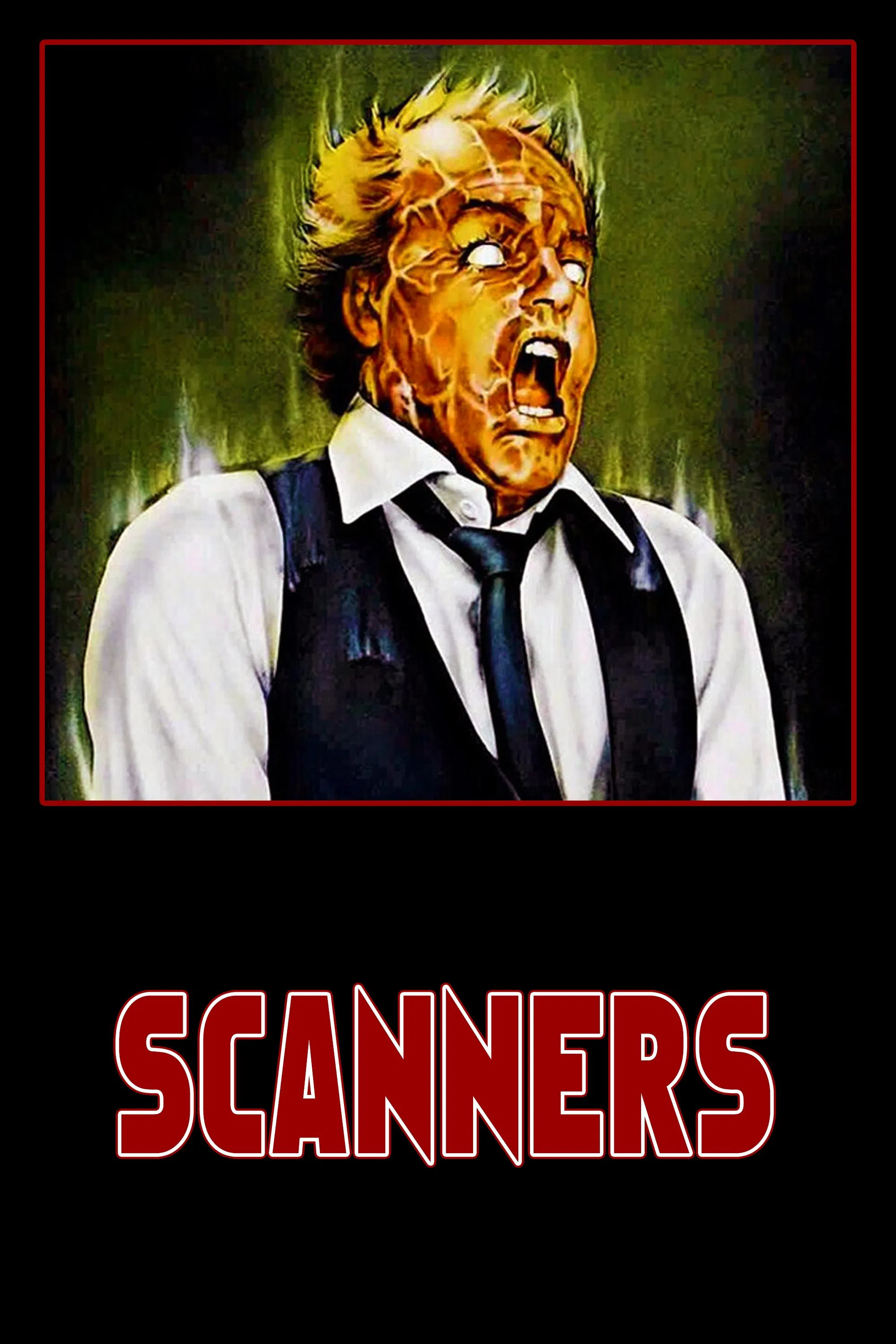 Poster chính thức của phim Phim Viễn Tưởng, Phim Kinh Dị "Kẻ Đọc" (Scanners - 1981), với sự tham gia của diễn viên Stephen Lack và Jennifer O'Neill.
