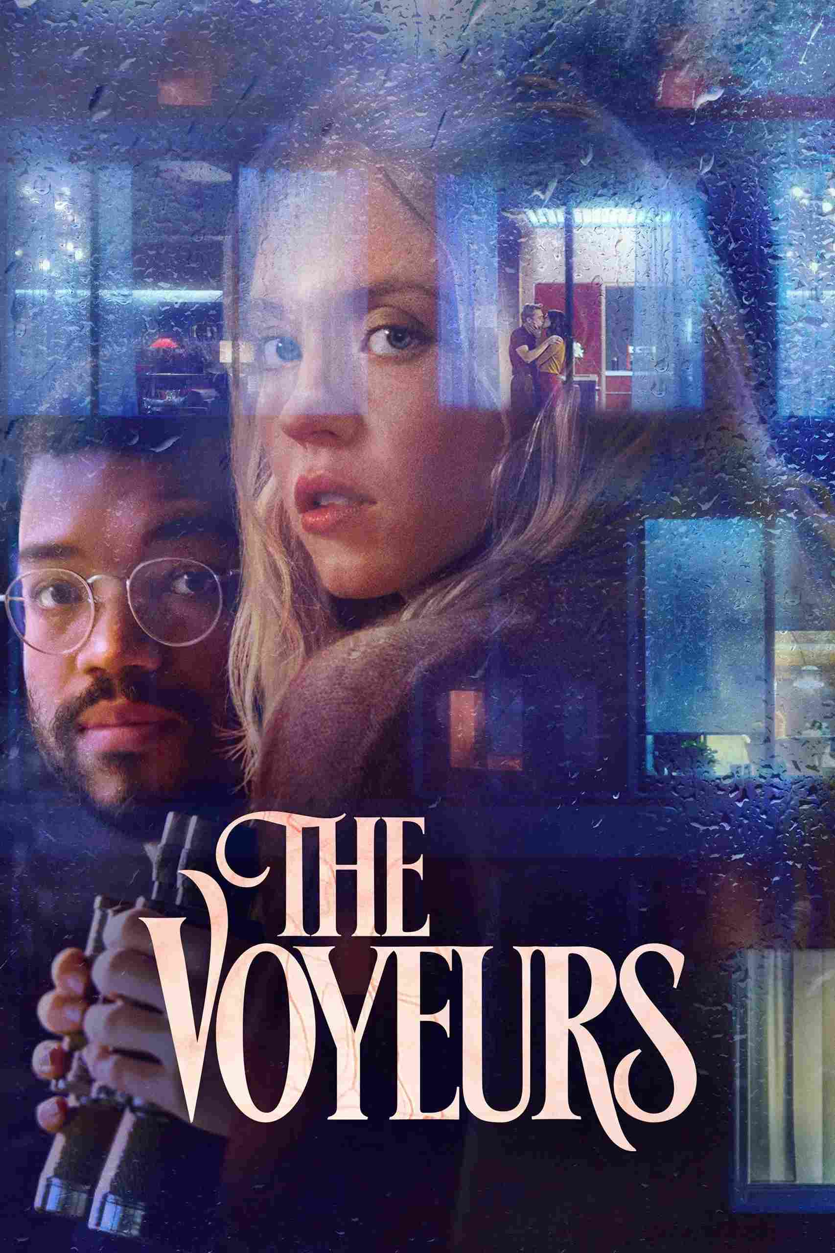 Poster chính thức của phim Phim Giật Gân "Kẻ Dòm Ngó" (The Voyeurs - 2021), với sự tham gia của diễn viên Sydney Sweeney và Justice Smith.