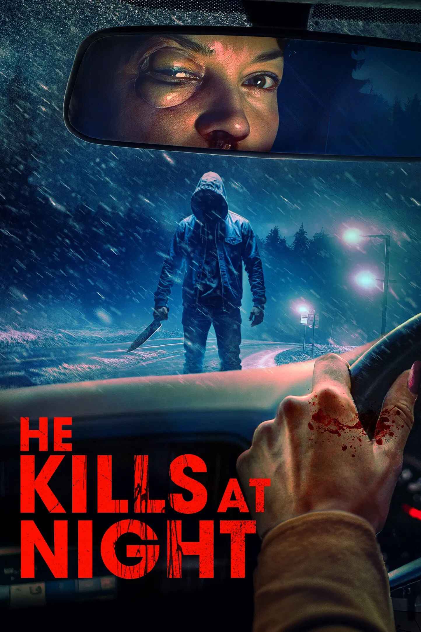 Poster chính thức của phim Phim Kinh Dị, Phim Giật Gân "Kẻ Giết Người" (He Kills at Night - 2025), với sự tham gia của diễn viên Levi Heaton.