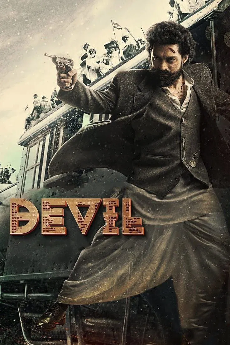 Poster chính thức của phim Phim Hành Động, Phim Lịch Sử "Kế Hoạch Của Quỷ Dữ" (Devil - 2023), với sự tham gia của diễn viên Kalyan Ram và Samyuktha.