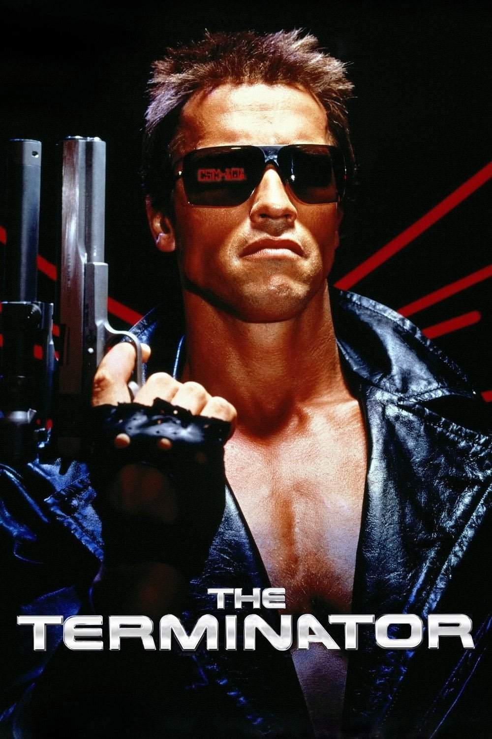 Poster chính thức của phim Phim Hành Động, Phim Giật Gân "Kẻ Hủy Diệt" (The Terminator - 1984), với sự tham gia của diễn viên Arnold Schwarzenegger và Michael Biehn.