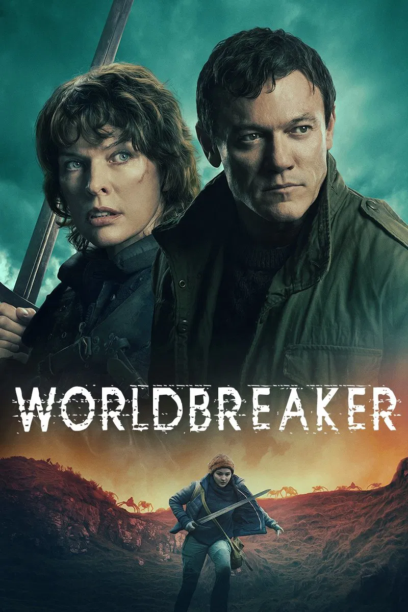 Poster chính thức của phim Phim Viễn Tưởng, Phim Hành Động "Kẻ phá thế giới" (Worldbreaker - 2025), với sự tham gia của diễn viên Milla Jovovich và Luke Evans.