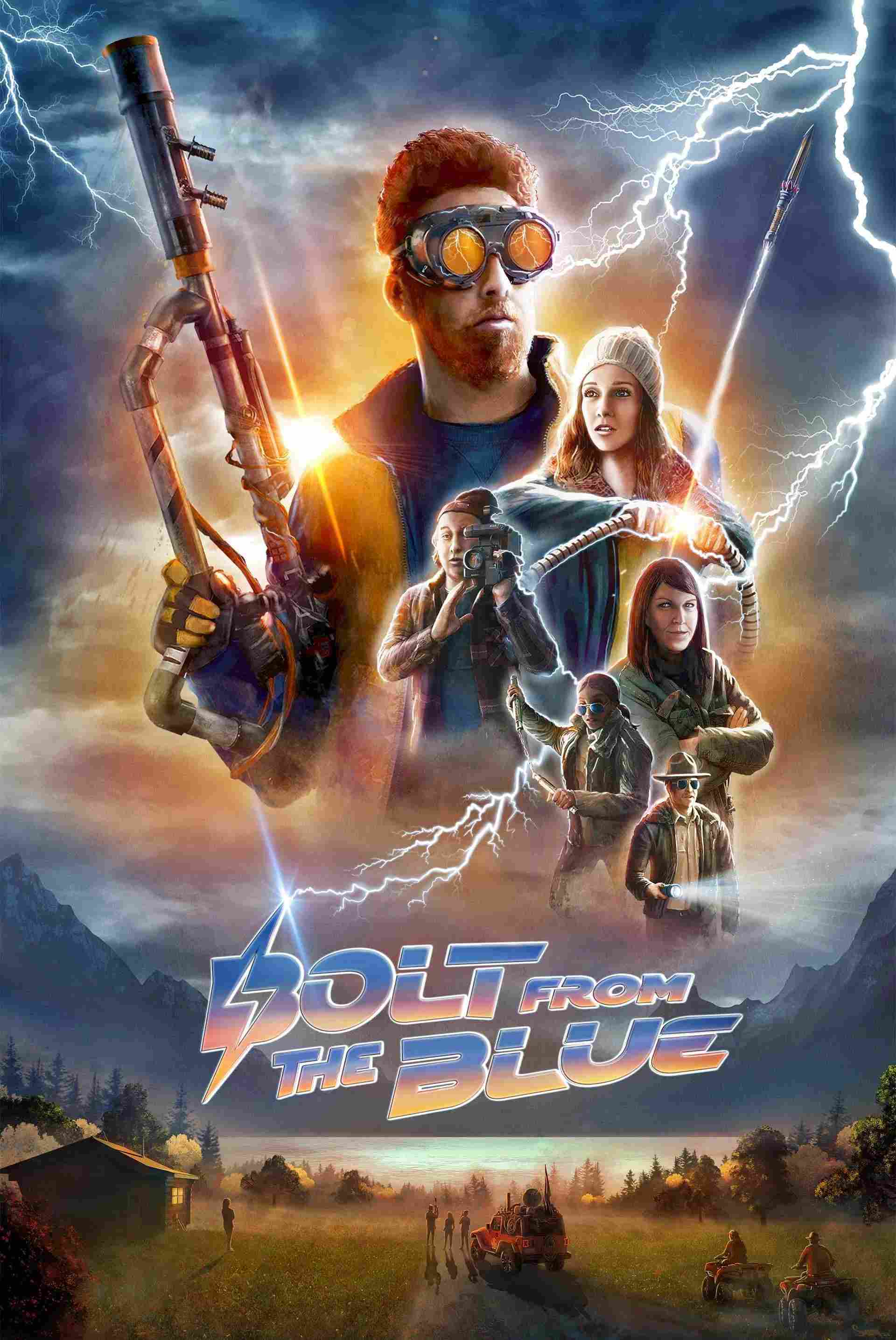 Poster chính thức của phim Phim Viễn Tưởng, Phim Hài "Kẻ Săn Bão" (Bolt from the Blue - 2024), với sự tham gia của diễn viên Page Tudyk Gomez và Kevin Michael Martin.