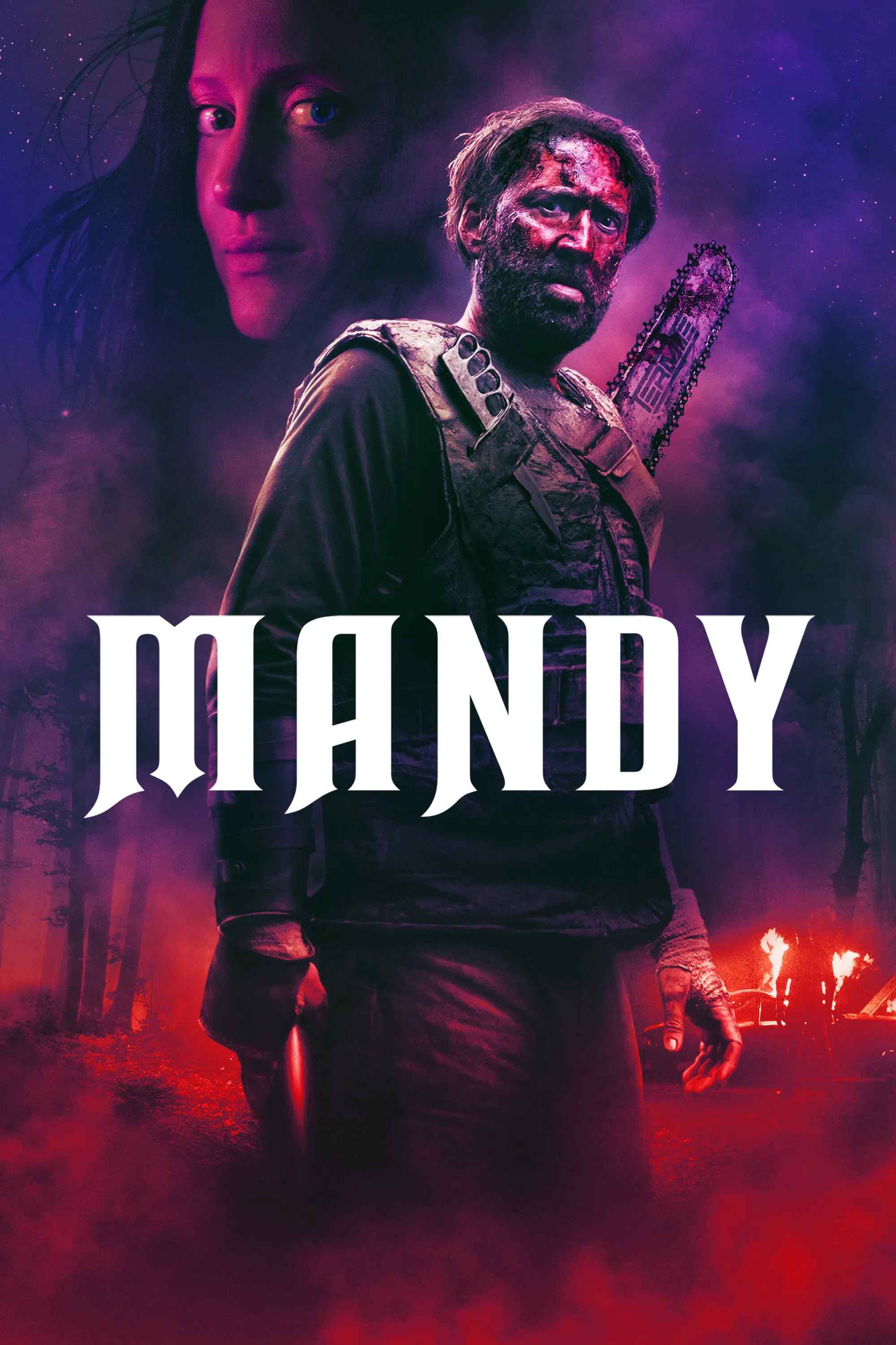 Poster chính thức của phim Phim Giả Tượng, Phim Hành Động "Kẻ Săn Lùng" (Mandy - 2018), với sự tham gia của diễn viên Nicolas Cage và Andrea Riseborough.