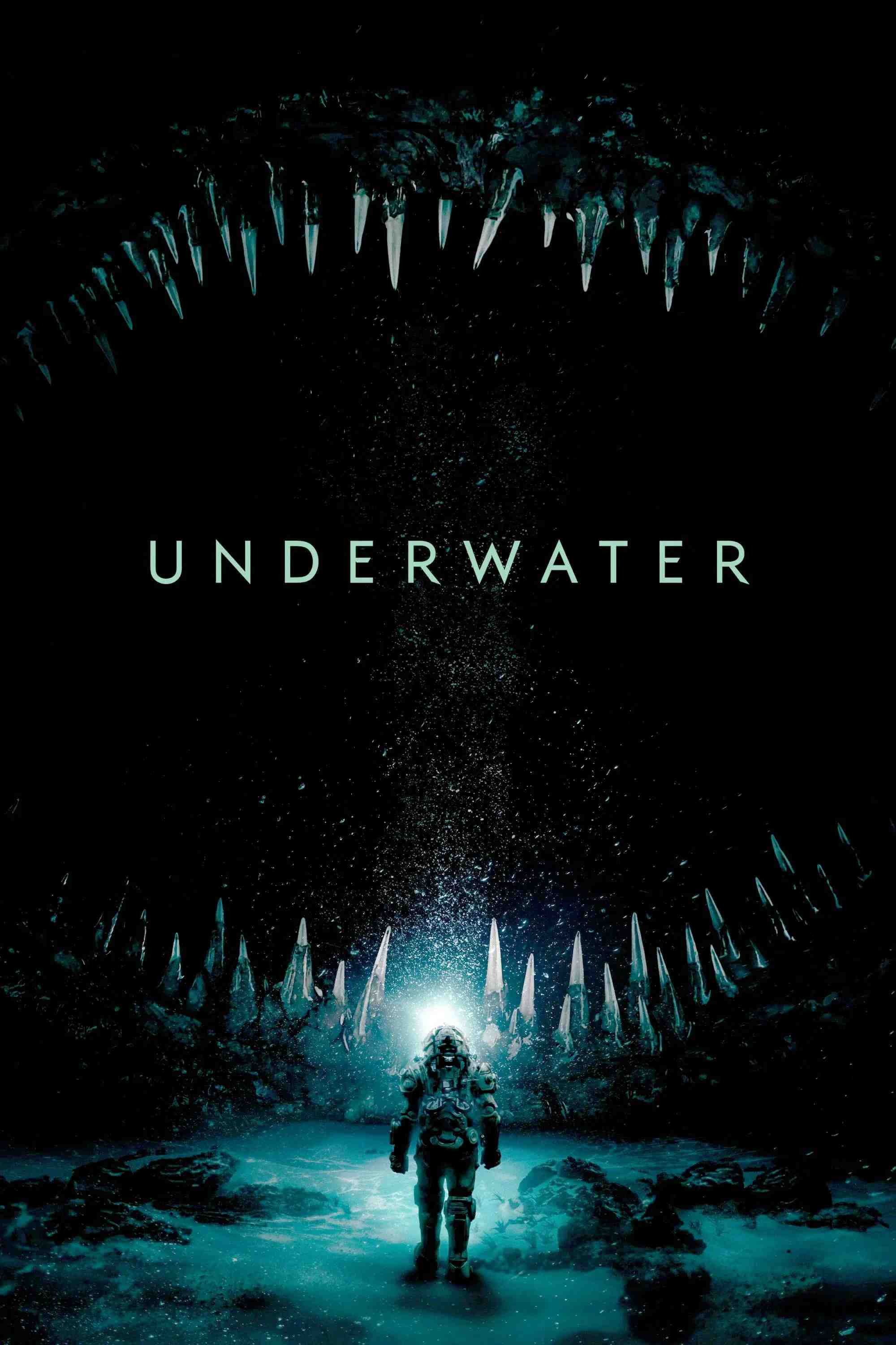 Poster chính thức của phim Phim Kinh Dị, Phim Viễn Tưởng "Kẻ Săn Mồi Đáy Biển" (Underwater - 2020), với sự tham gia của diễn viên Kristen Stewart và Vincent Cassel.